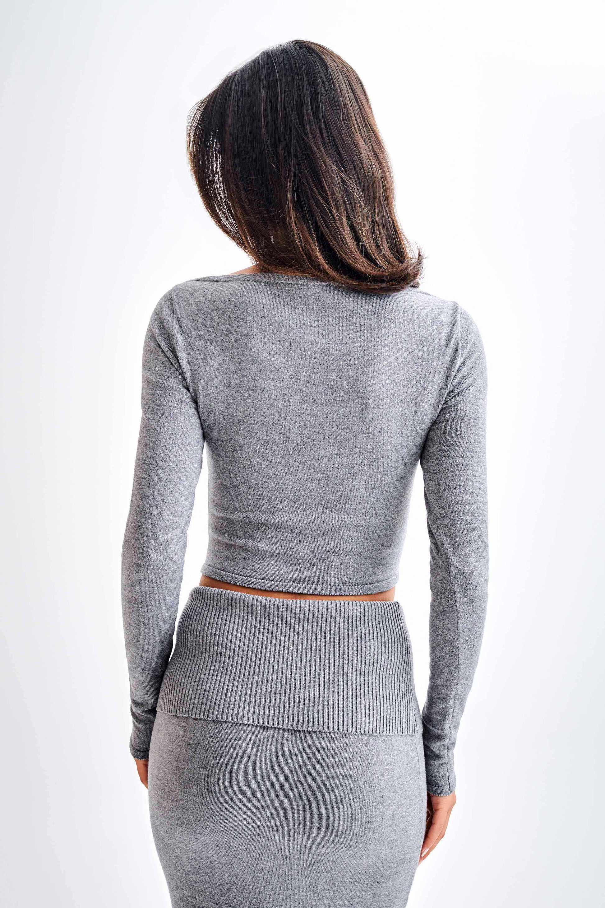 Karlie Off Shoulder Knit Top - Charcoal Marle #3