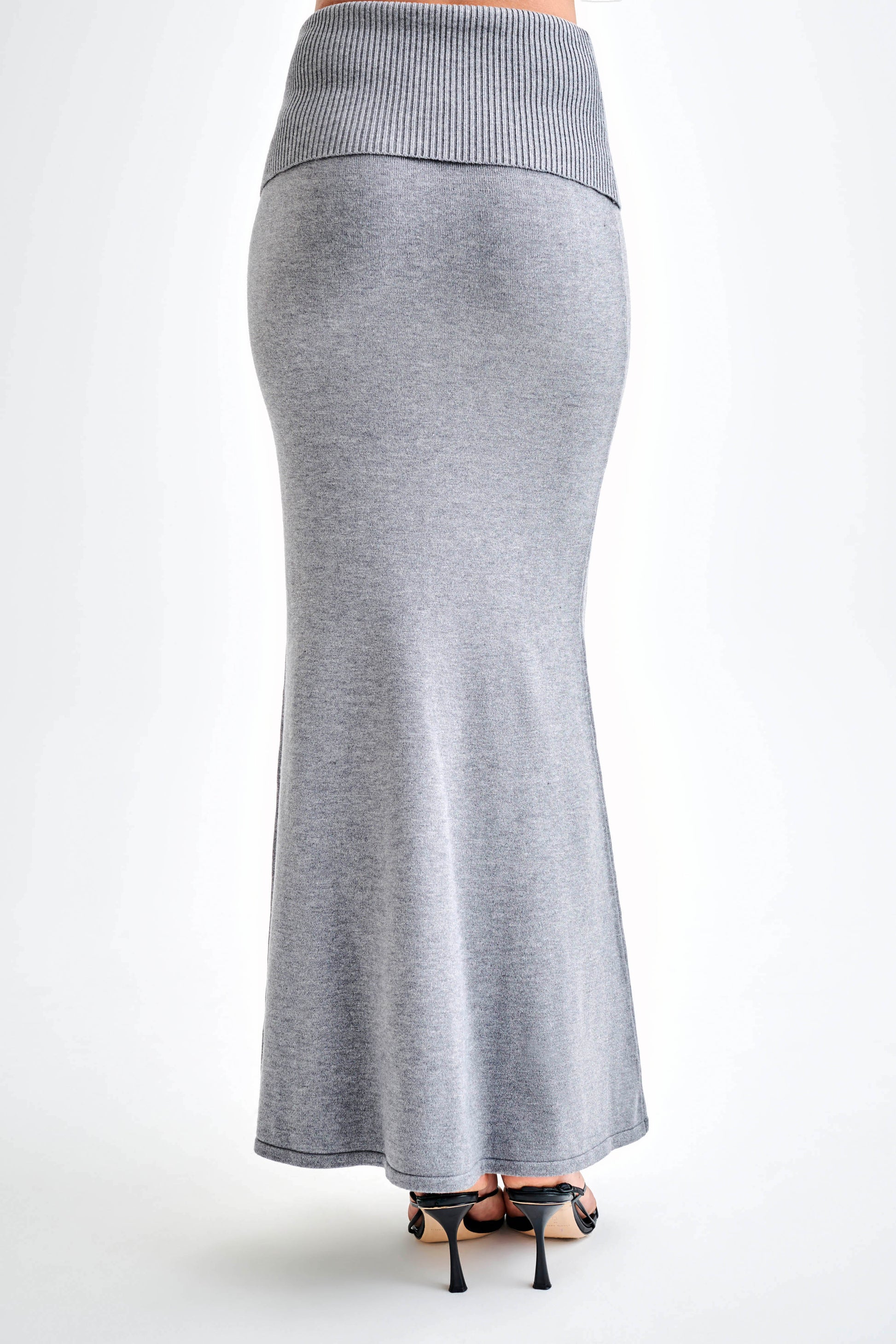 Karlie Knit Maxi Skirt With Ribbed Waist - Charcoal Marle #4