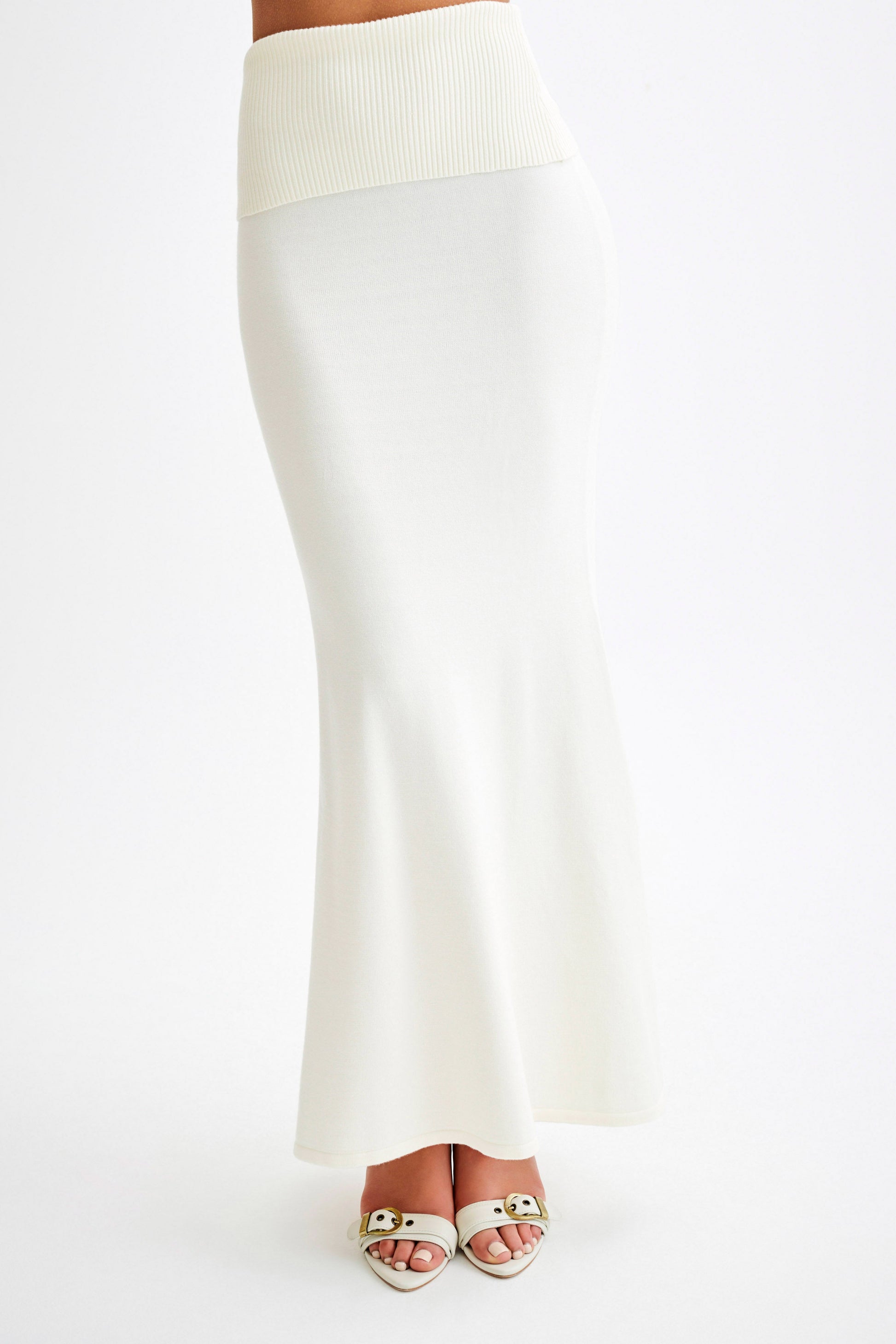 Karlie Knit Maxi Skirt With Ribbed Waist - Ivory #3