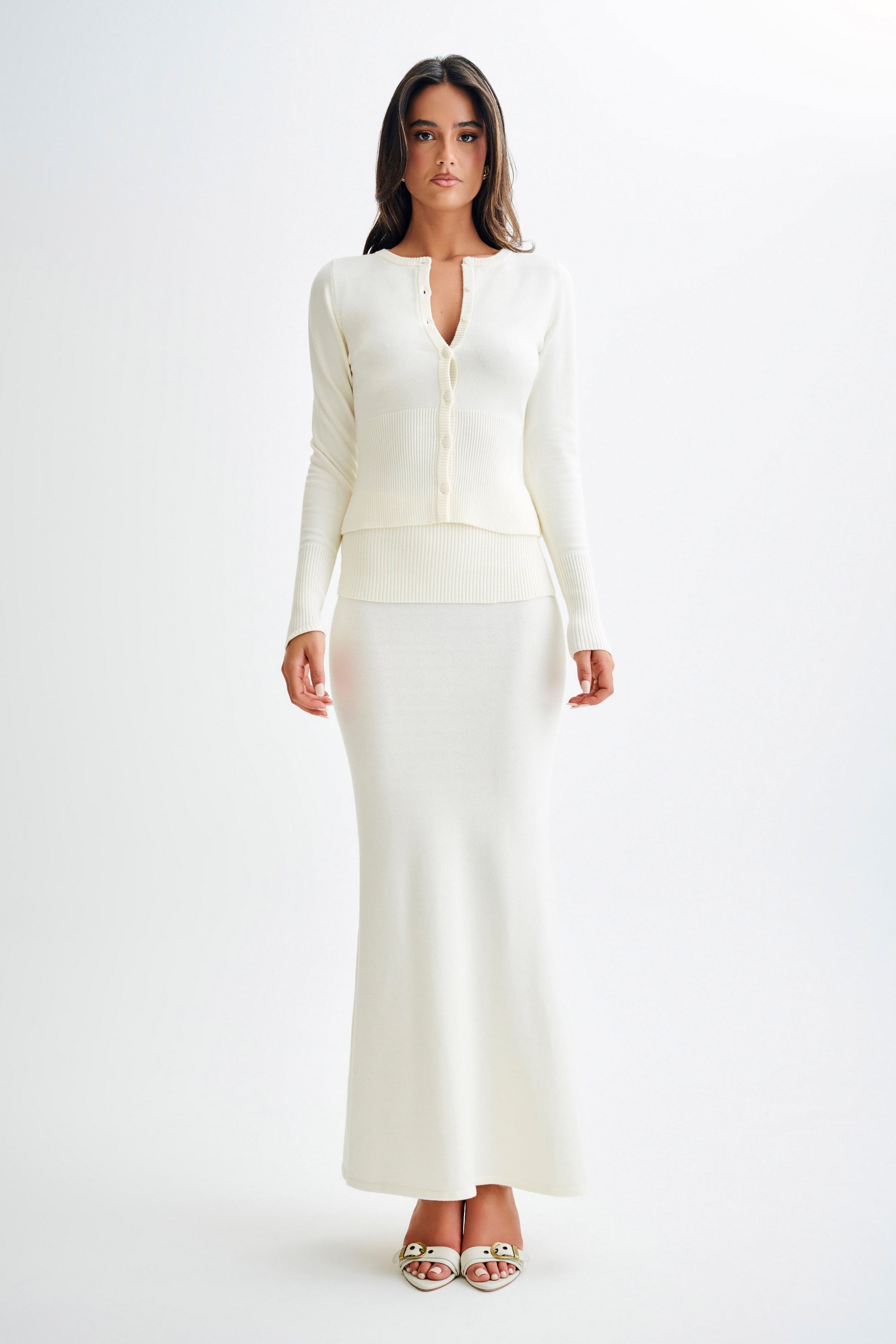 Karlie Knit Maxi Skirt With Ribbed Waist - Ivory #8