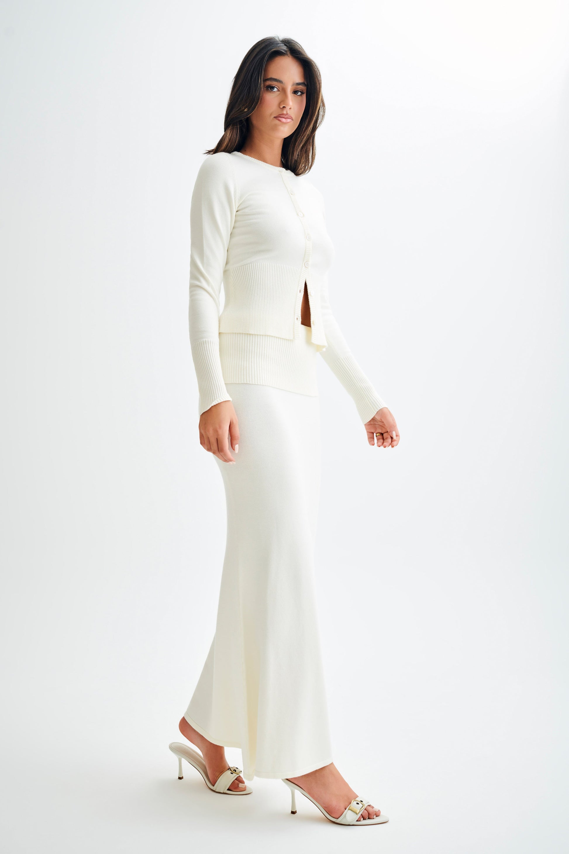 Karlie Knit Maxi Skirt With Ribbed Waist - Ivory #9