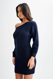 Rafferty Boat Neck Knit Mini Dress - Navy