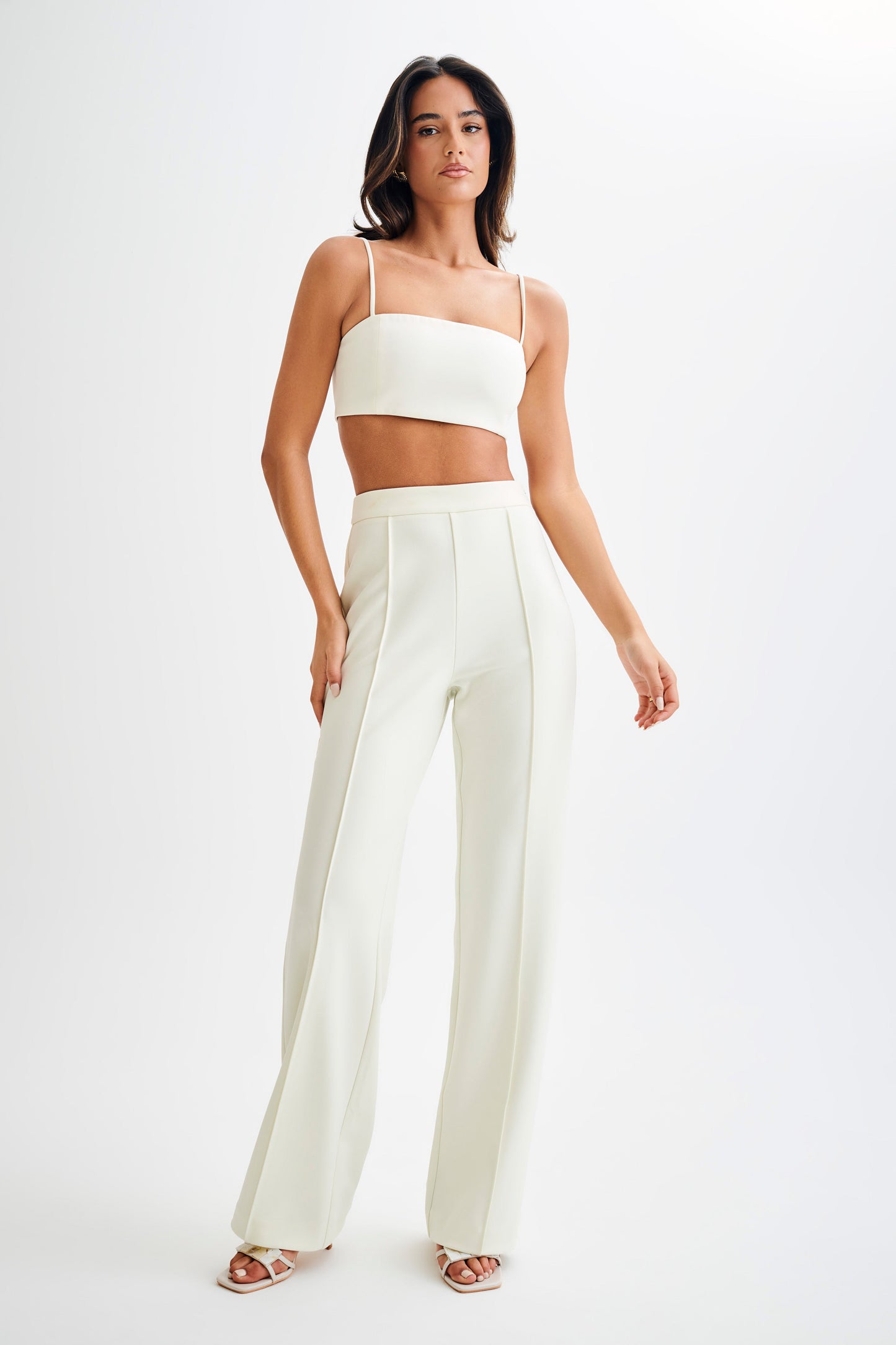 Antonia Pleated Wide Leg Pants - Ivory