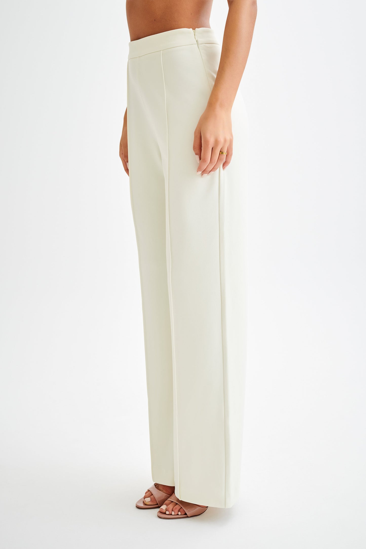 Antonia Pleated Wide Leg Pants - Ivory