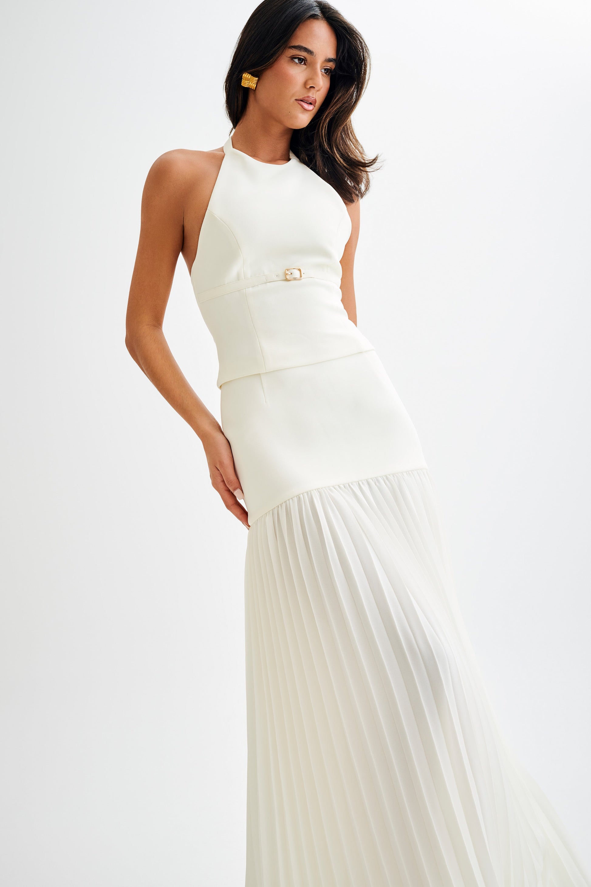 Jillian Pleated Maxi Skirt - Ivory #7