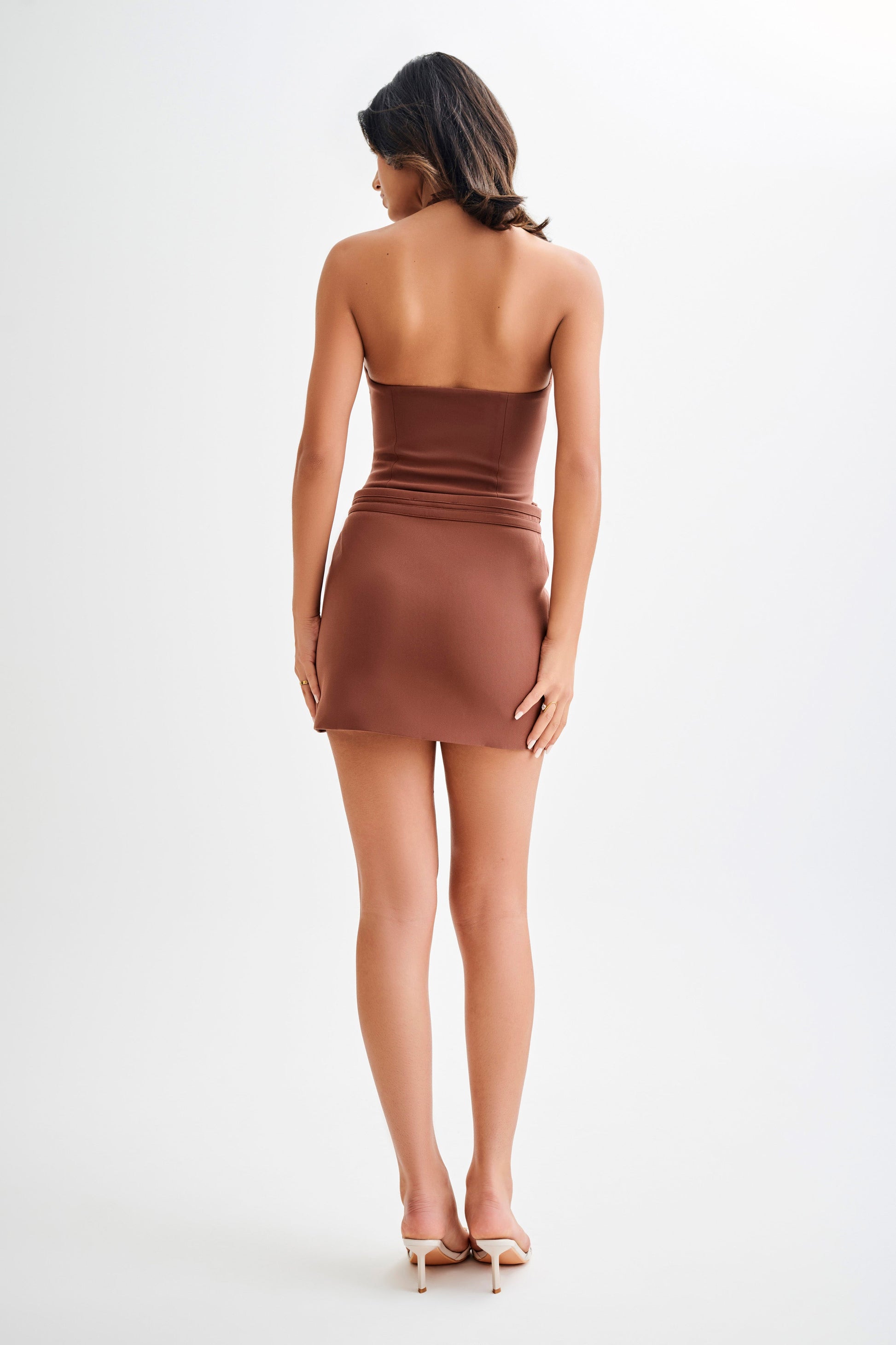 Letitia Suiting Mini Skirt With Buckle - Wood #4