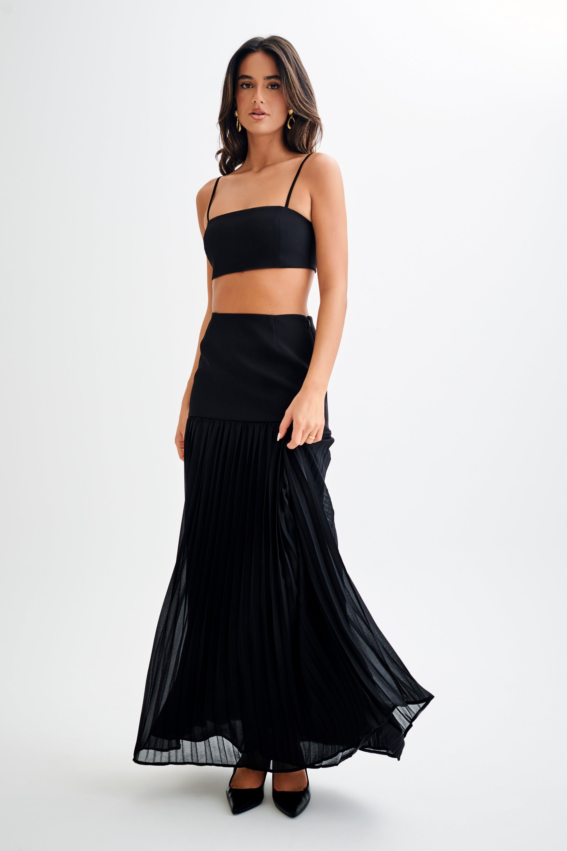 Jillian Pleated Maxi Skirt - Black #5
