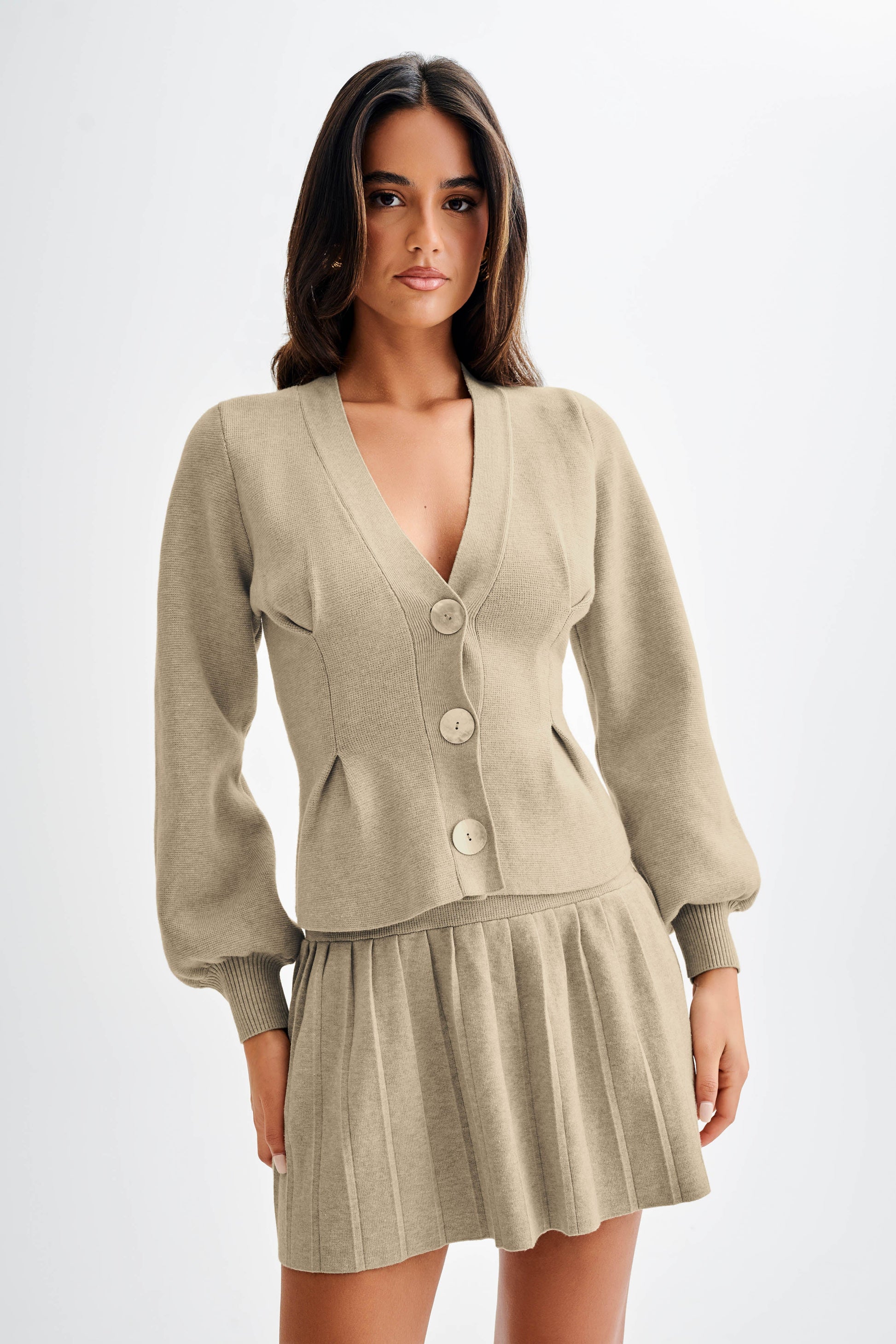 Beverly Knit Pleated Mini Skirt - Oak #7