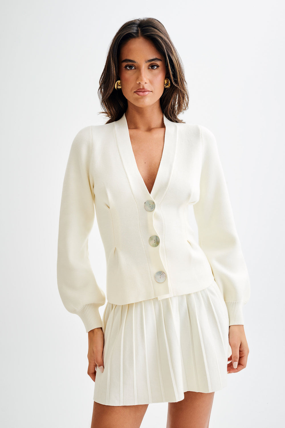 Beverly Knit Cinched Cardigan - Ivory