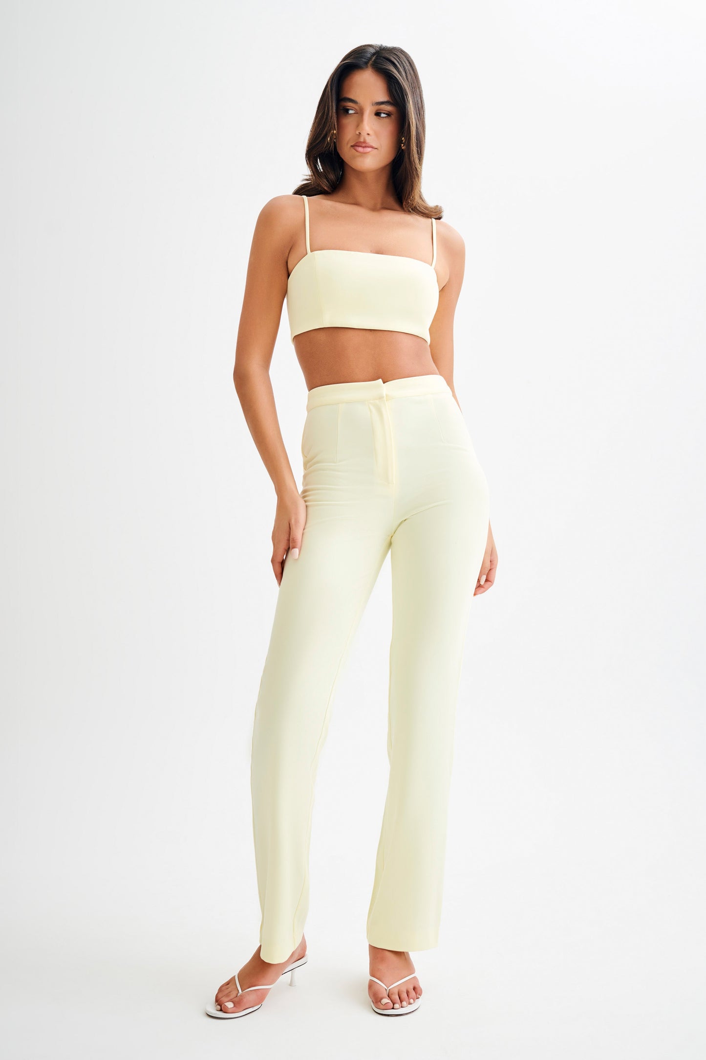 Allanah Suiting Straight Leg Pant - Pastel Lemon