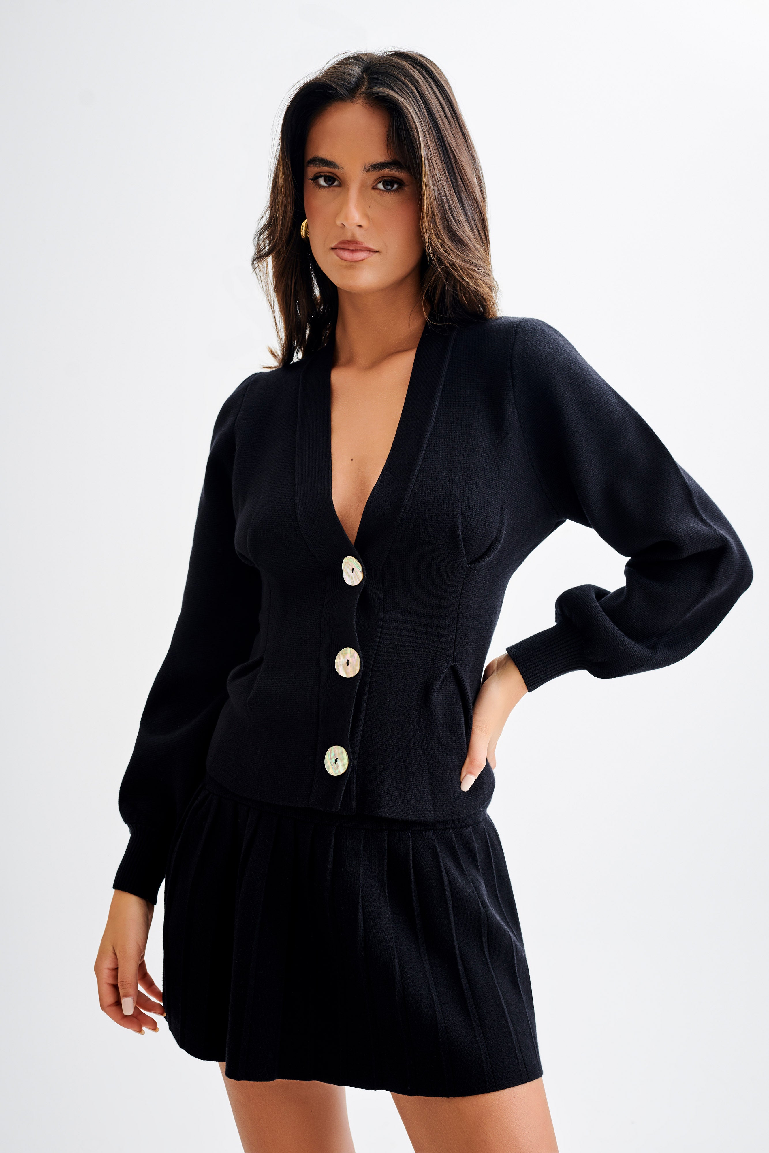 BeverlyKnitCinchedCardigan-Black