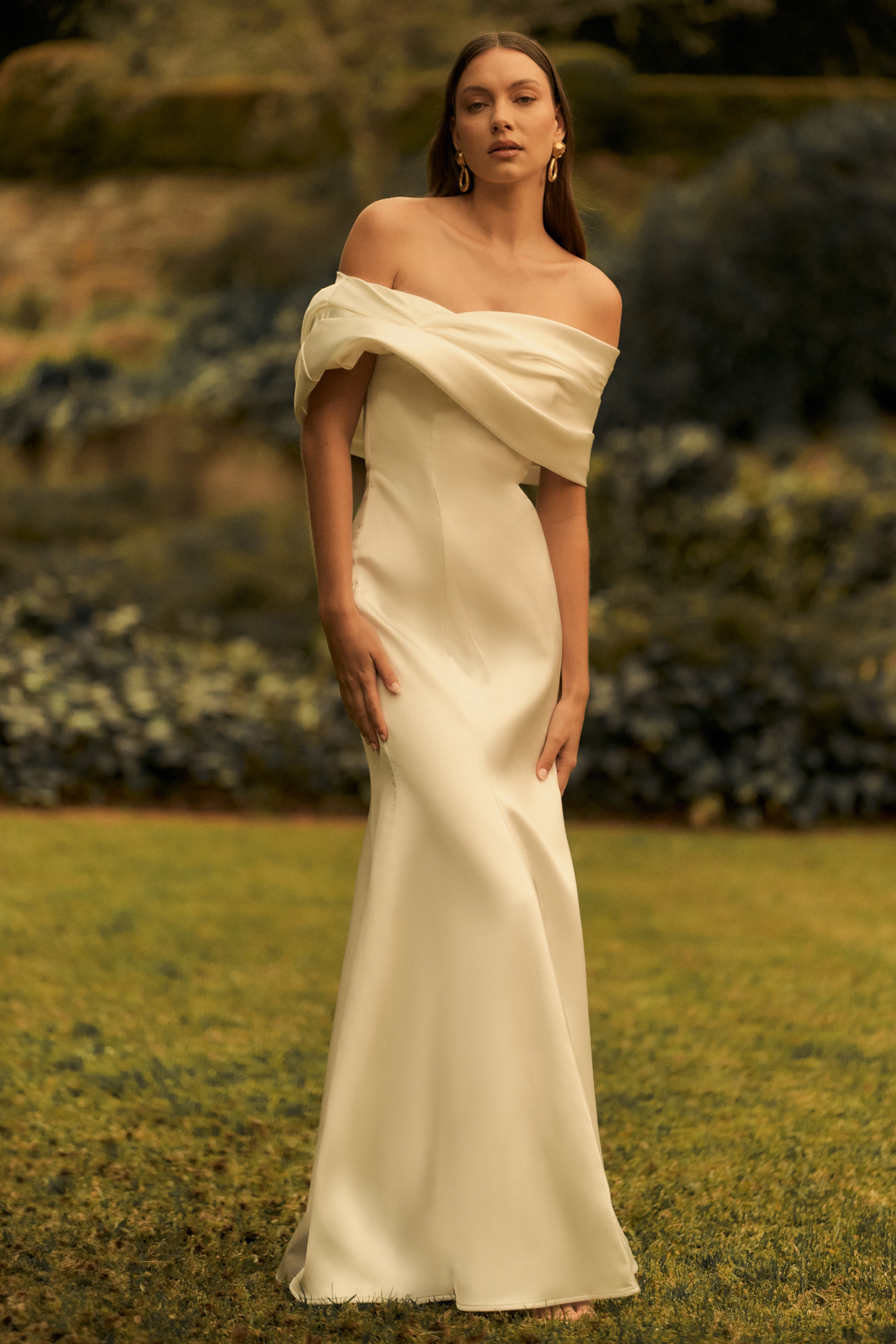 Saosire Satin Wedding Gown White MESHKI UK