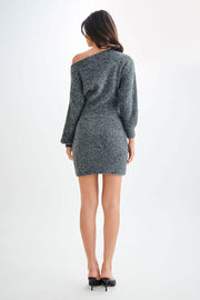 Rafferty Boat Neck Knit Mini Dress - Charcoal Marle