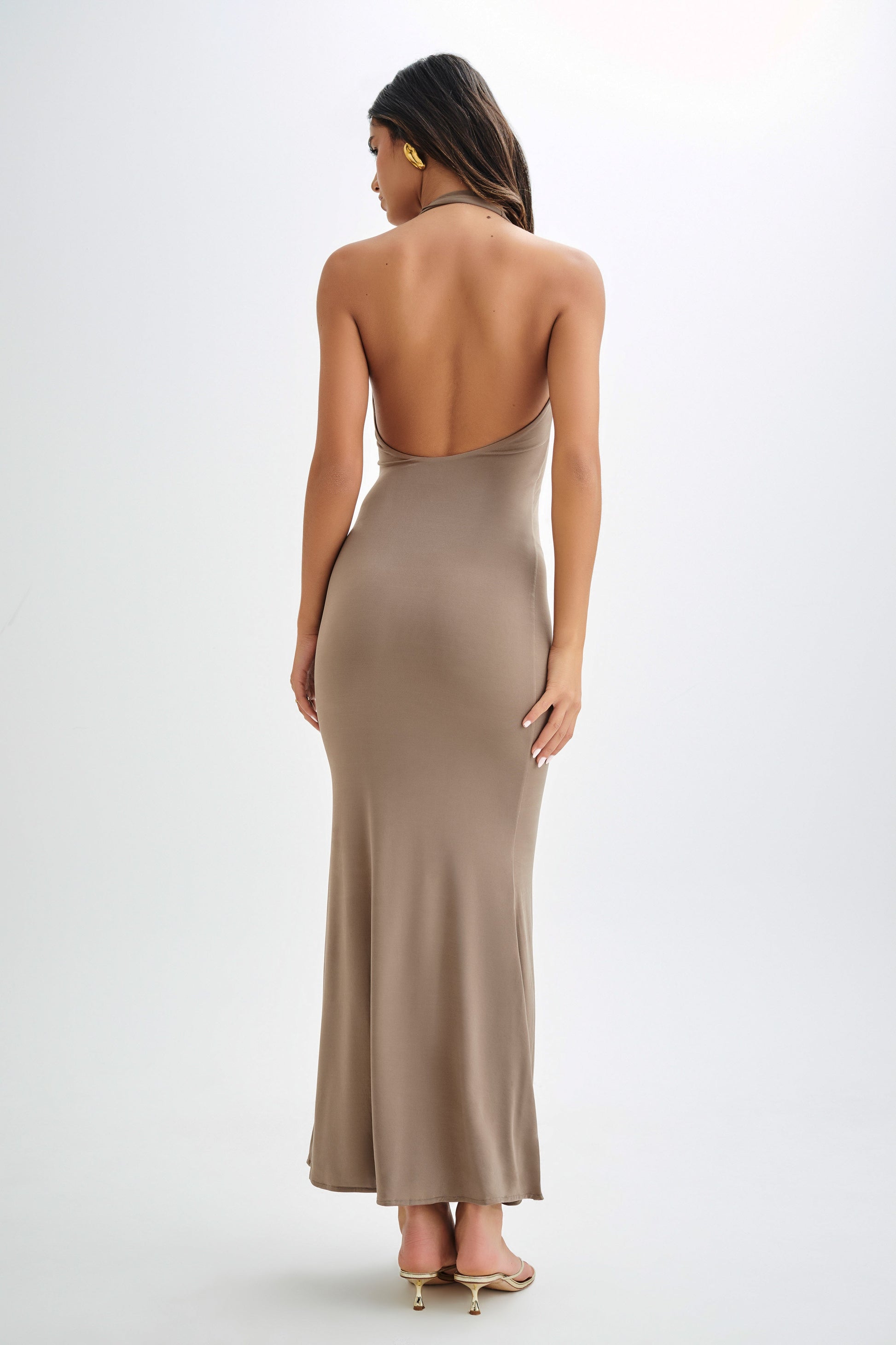 Marianne Asymmetrical Slinky Maxi Dress - Coco #2