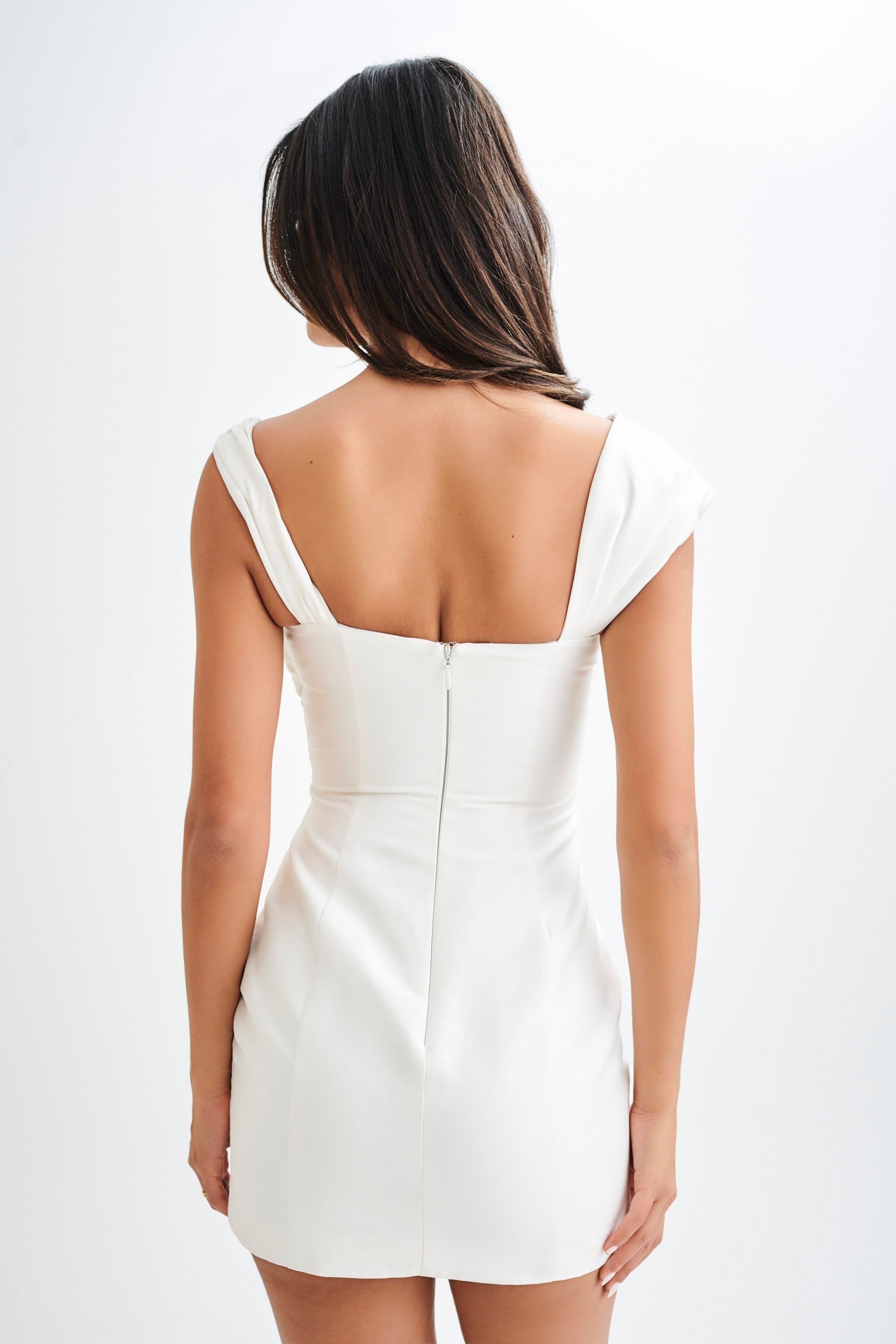 Farrah Structured Draped Mini Dress - White #3