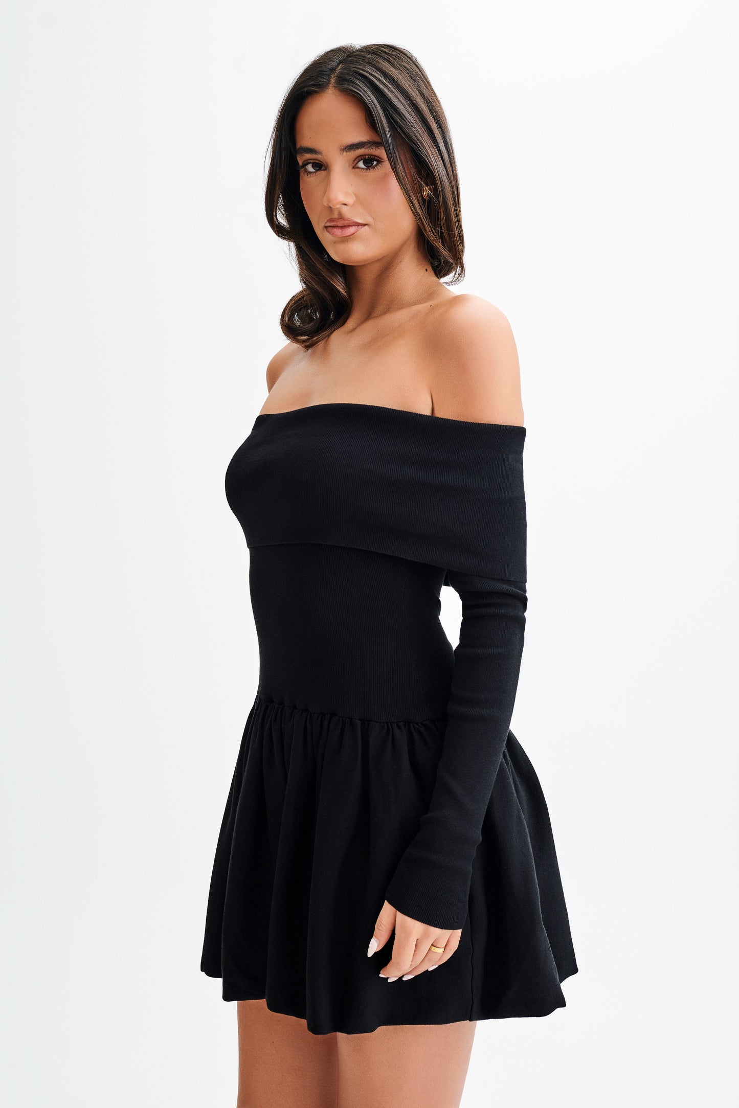 Atlanta Long Sleeve Mini Dress - Black