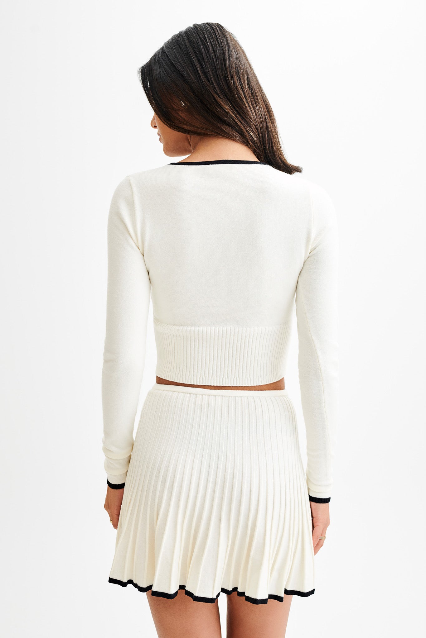 Jolene Contrast Pleated Knit Mini Skirt - White #9