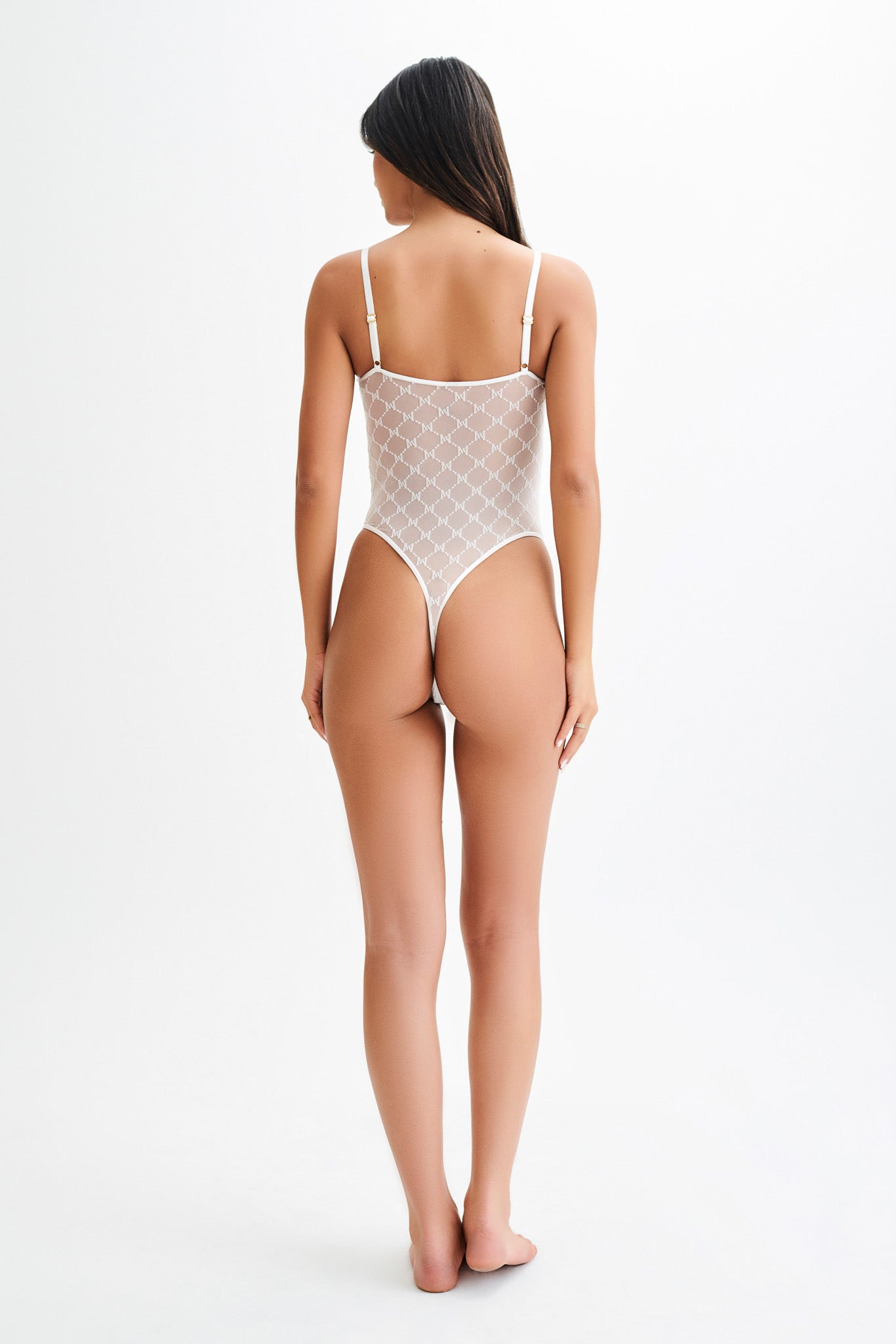 Amelia Monogram Bodysuit - White #8