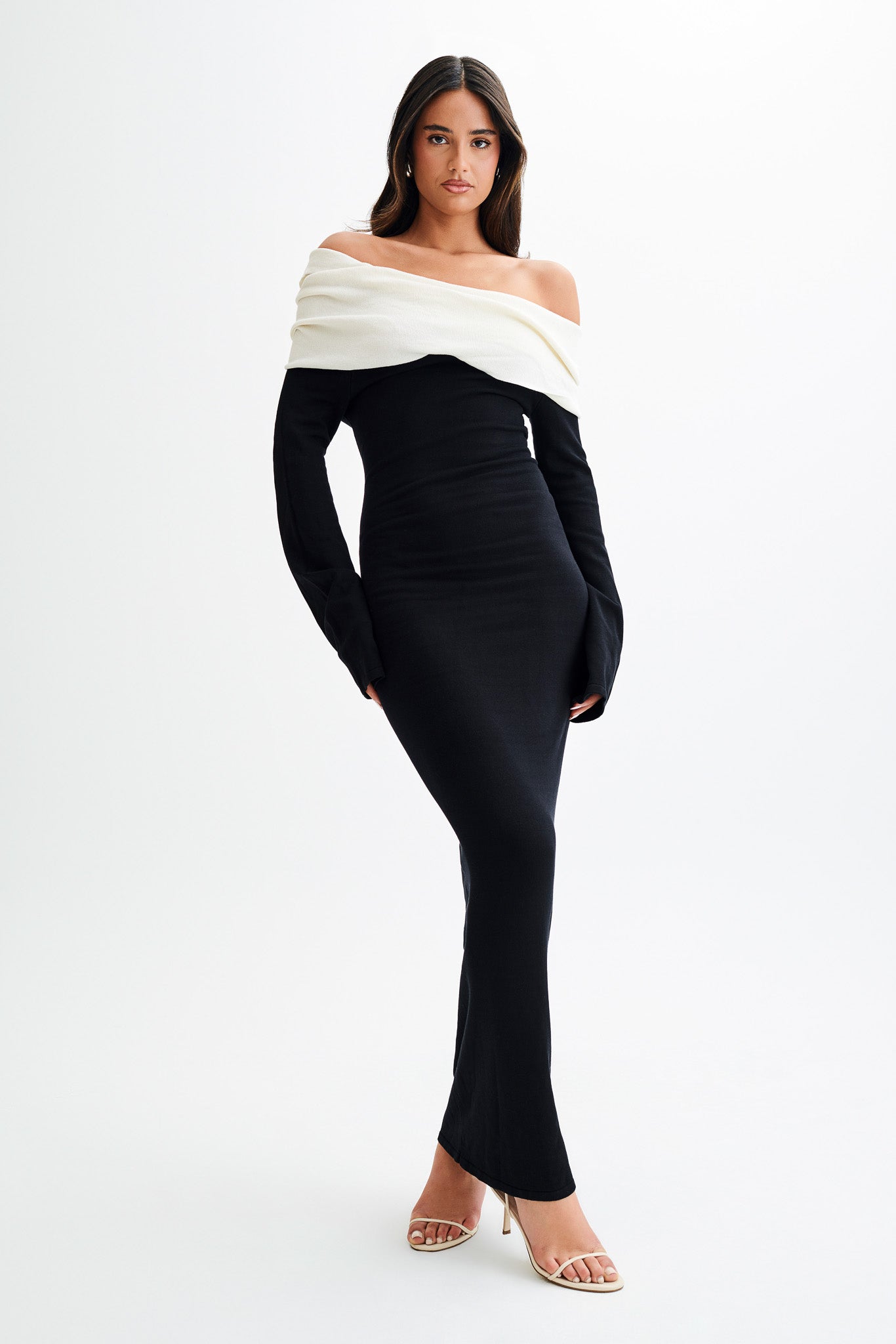 Yoko Contrast Knit Maxi Dress - Black/White #5