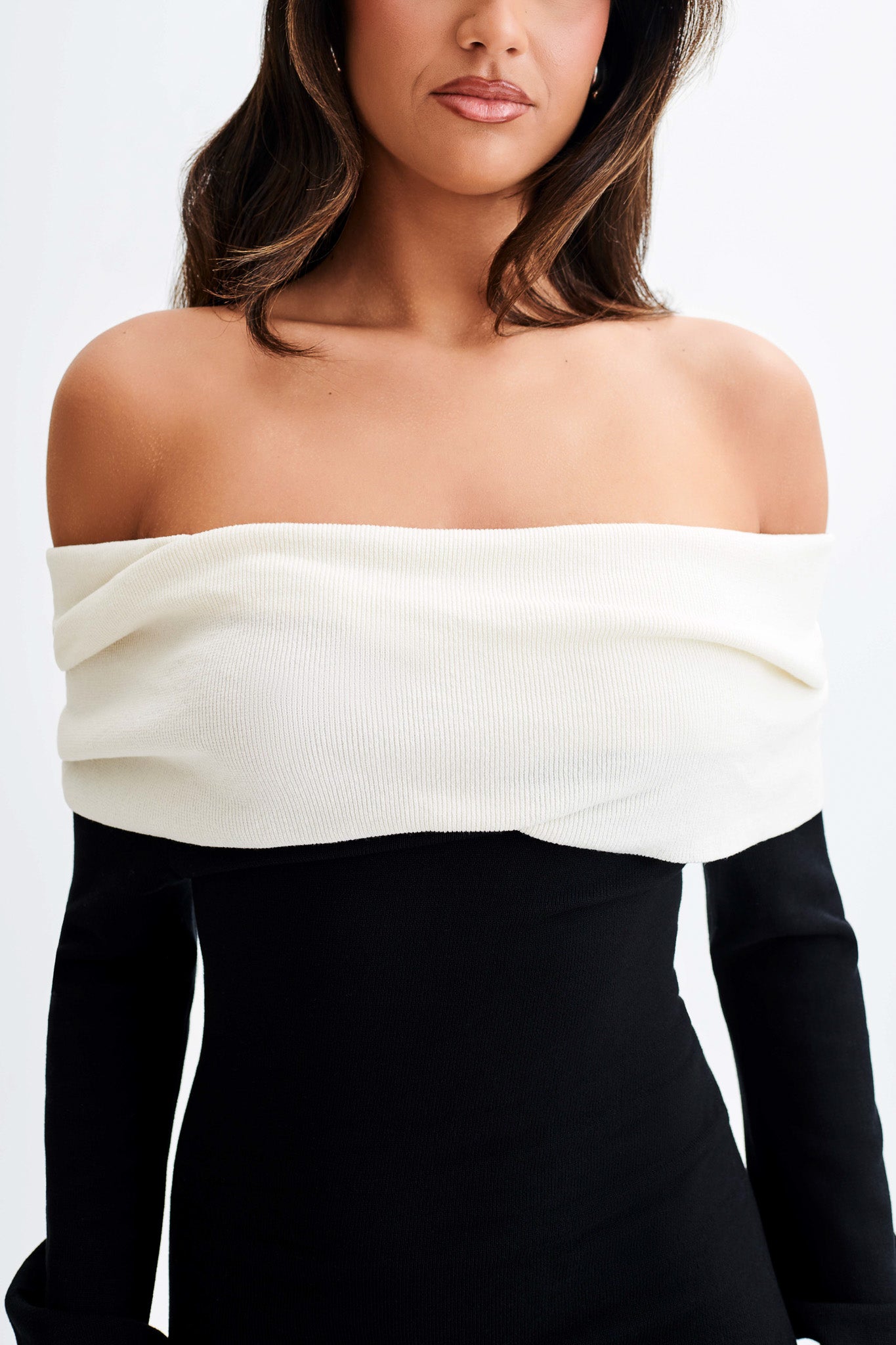 Yoko Contrast Knit Maxi Dress - Black/White #2