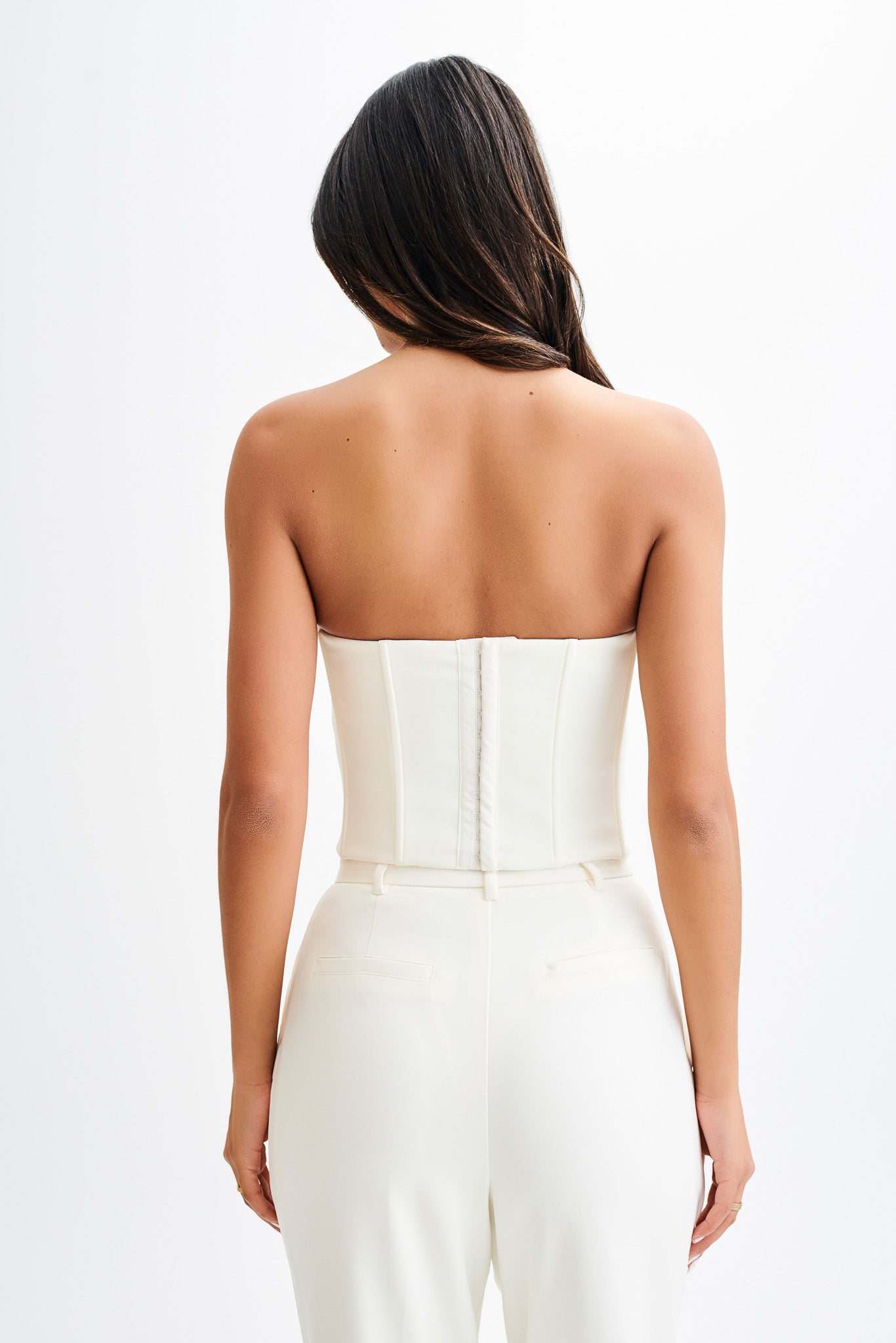 Oceane Contrast Suiting Strapless Corset - White #2