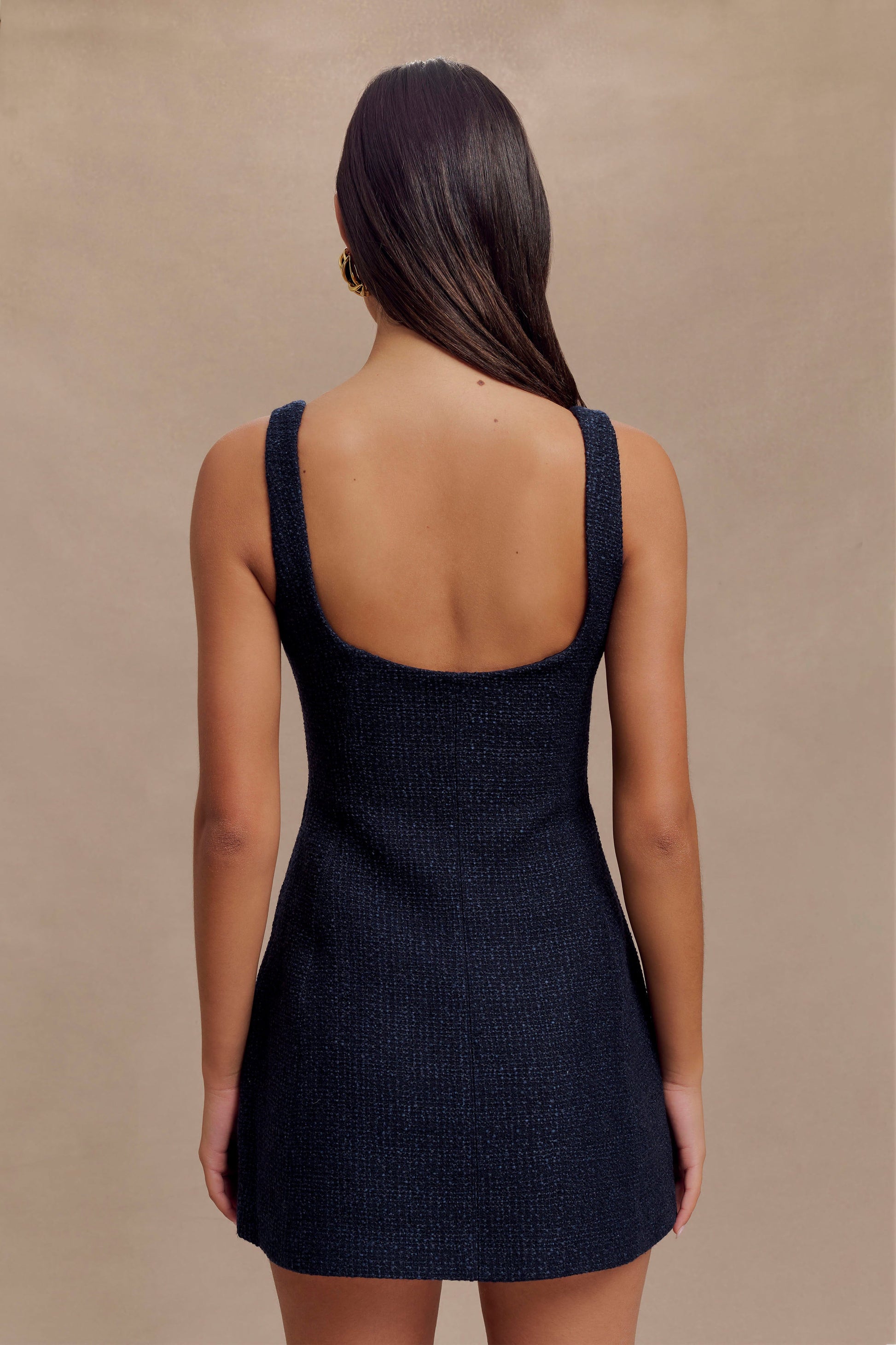 Beth Boucle Mini Dress - Navy #2