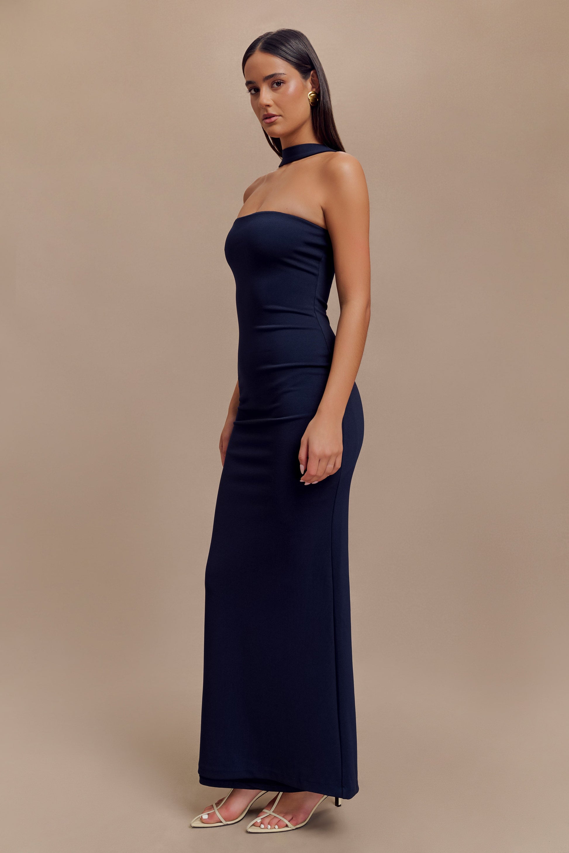 Velma Halter Collar Maxi Dress - Dark Navy #3