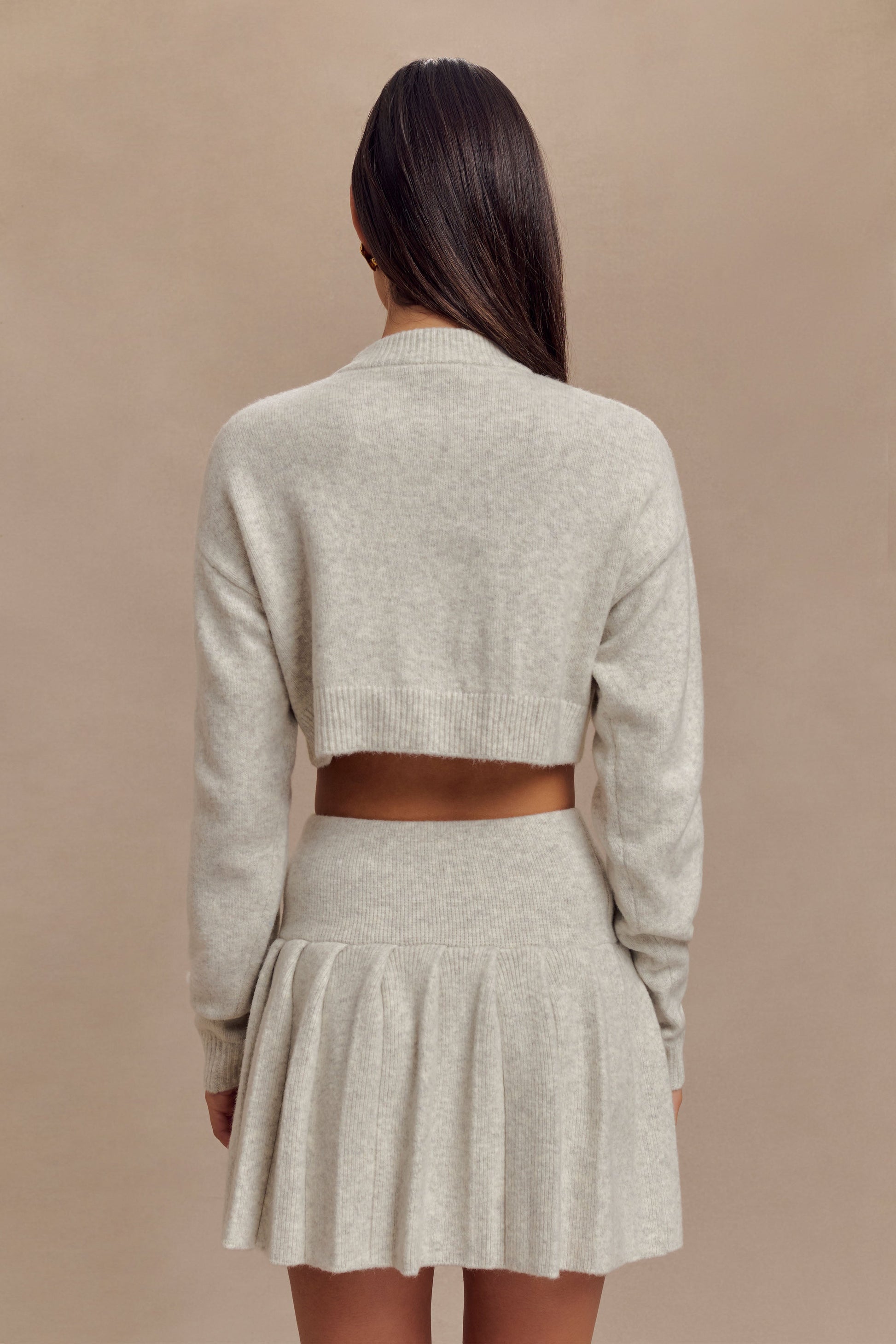 Dionne Pleated Knit Mini Skirt - Heather Grey Marle #2