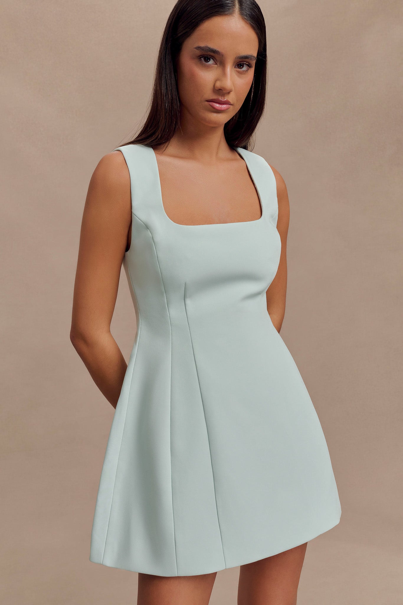 Lysandre Crepe Mini Dress - Ice Blue