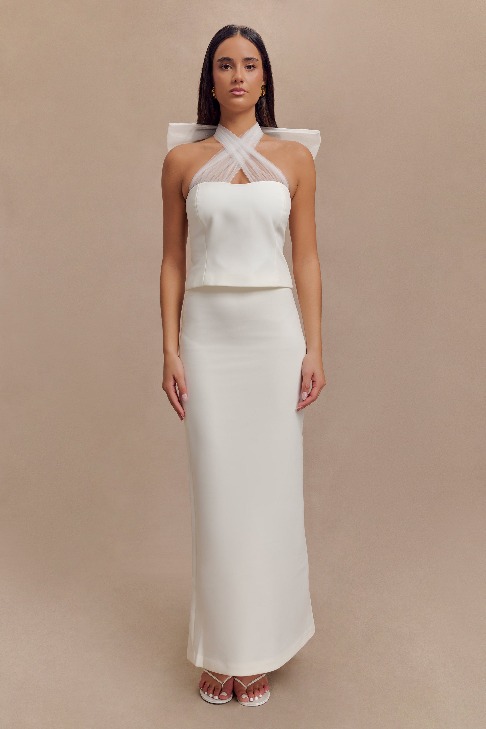 Maryam Tulle Bow Top - White #6