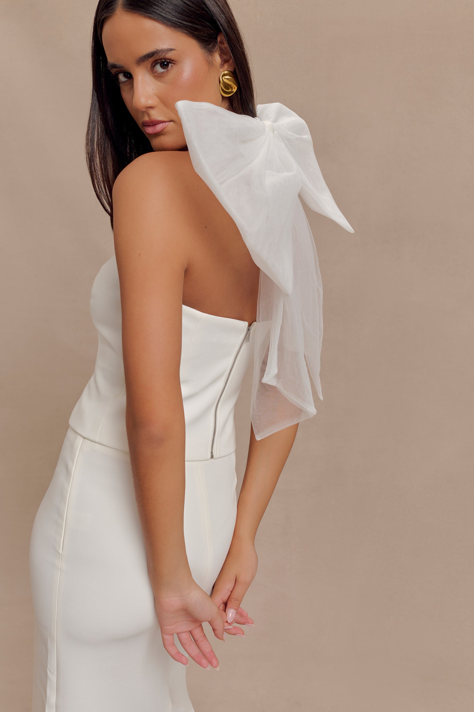 Maryam Tulle Bow Top - White #9