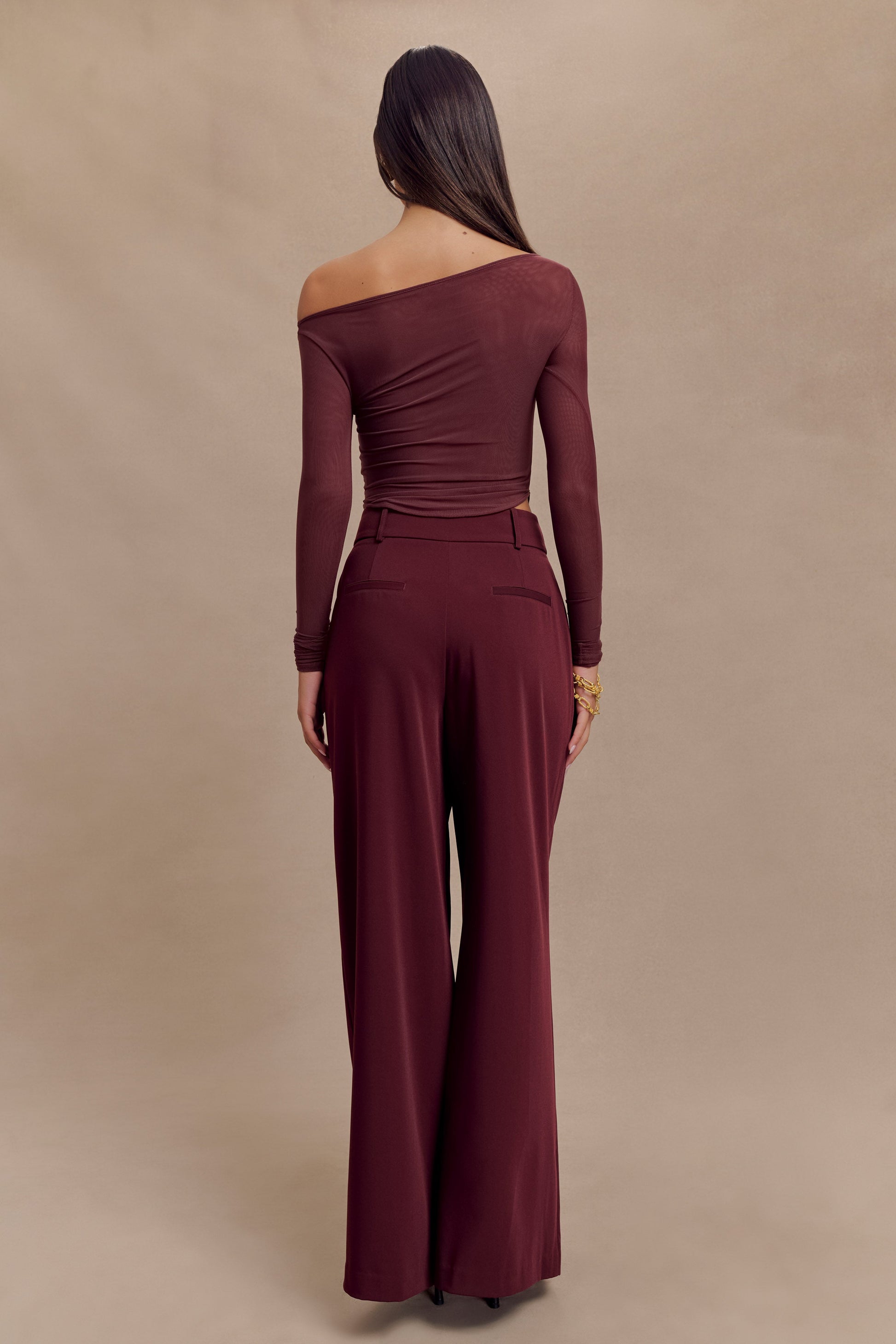 Colette Boat Neck Mesh Top - Mahogany #7