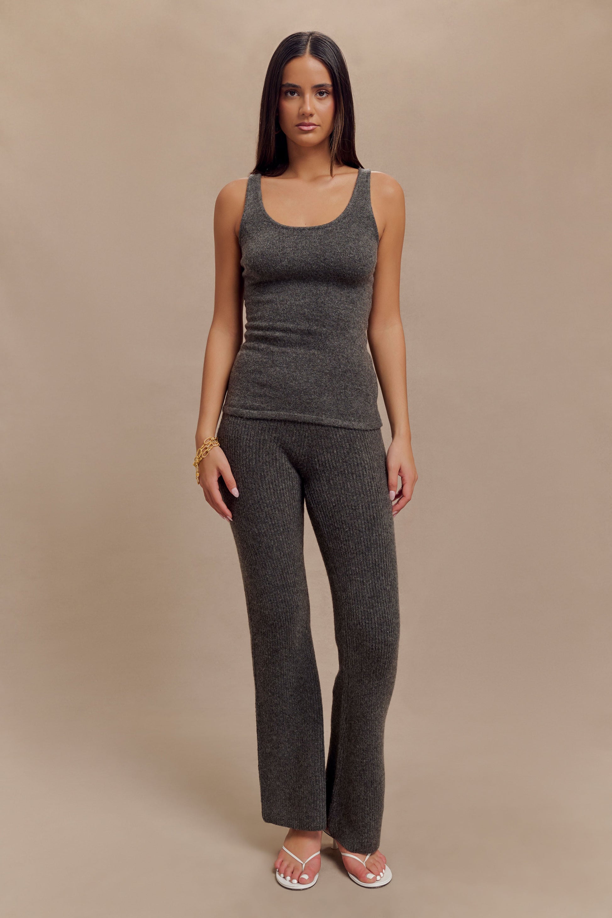 Shyann Sleeveless Longline Knit Top - Charcoal Marle #6