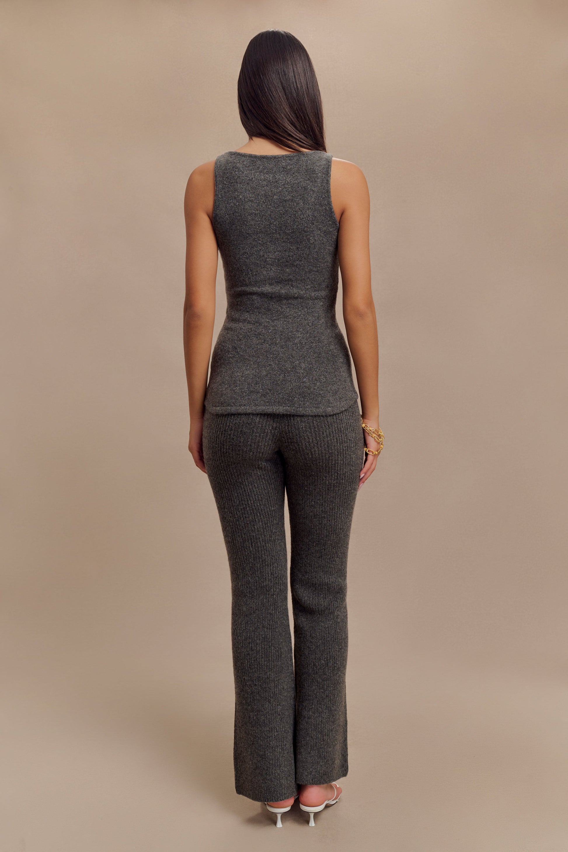 Shyann Sleeveless Longline Knit Top - Charcoal Marle #3