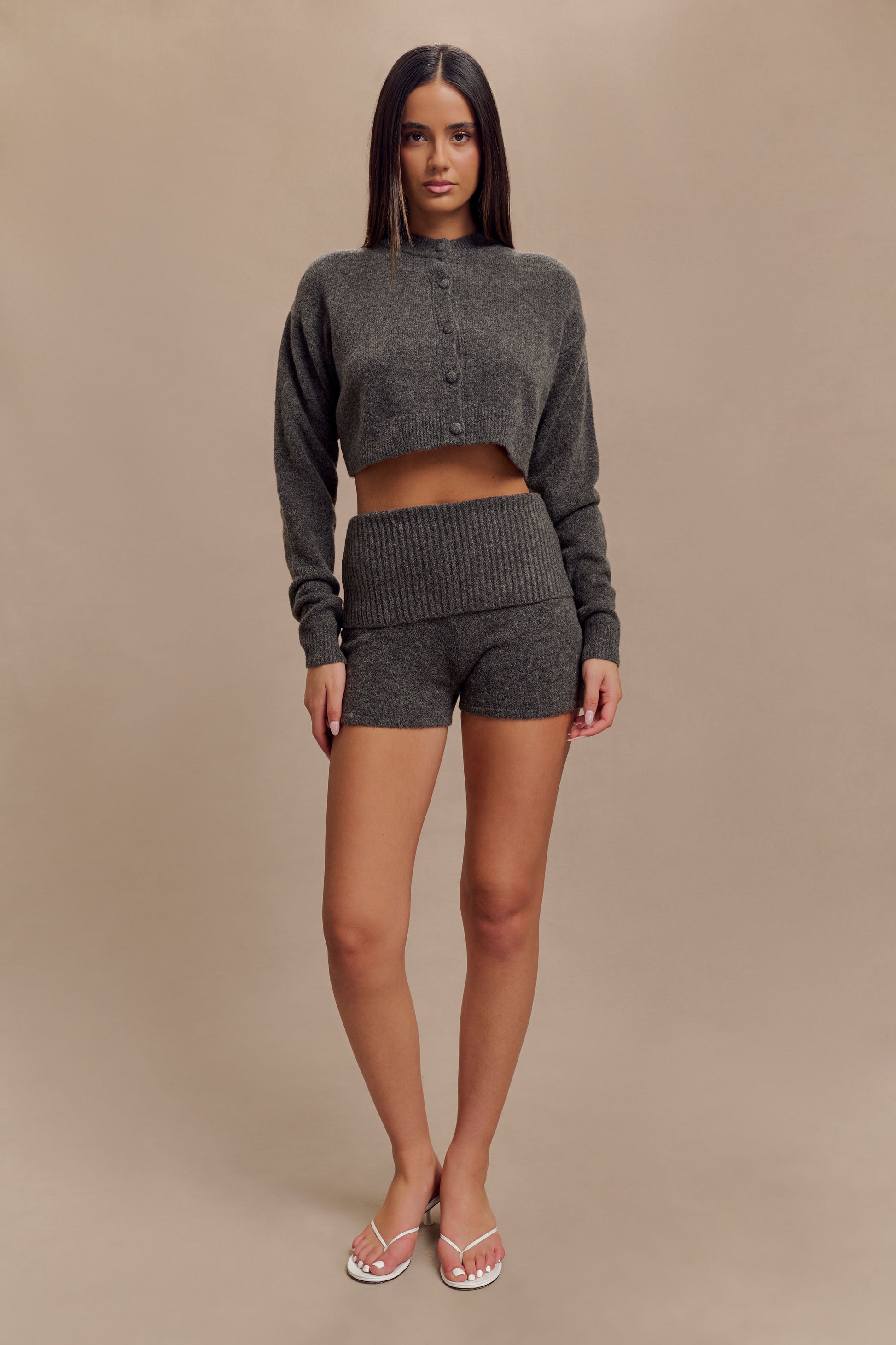 Aubrey Knit Shorts - Charcoal Marle #6