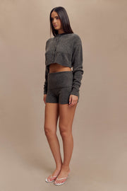 Shelby Knit Cardigan - Charcoal Marle