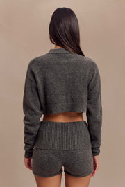 Shelby Knit Cardigan - Charcoal Marle