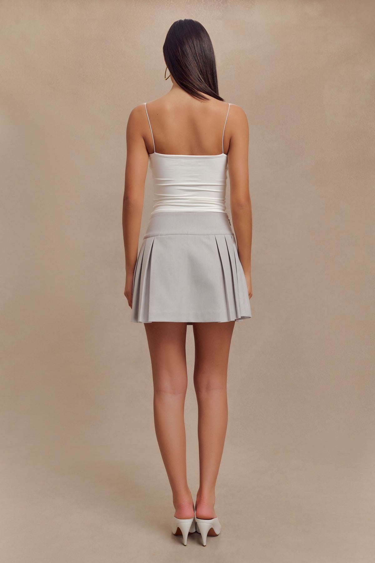 Angie Pleated Buckle Mini Skirt - Grey #5