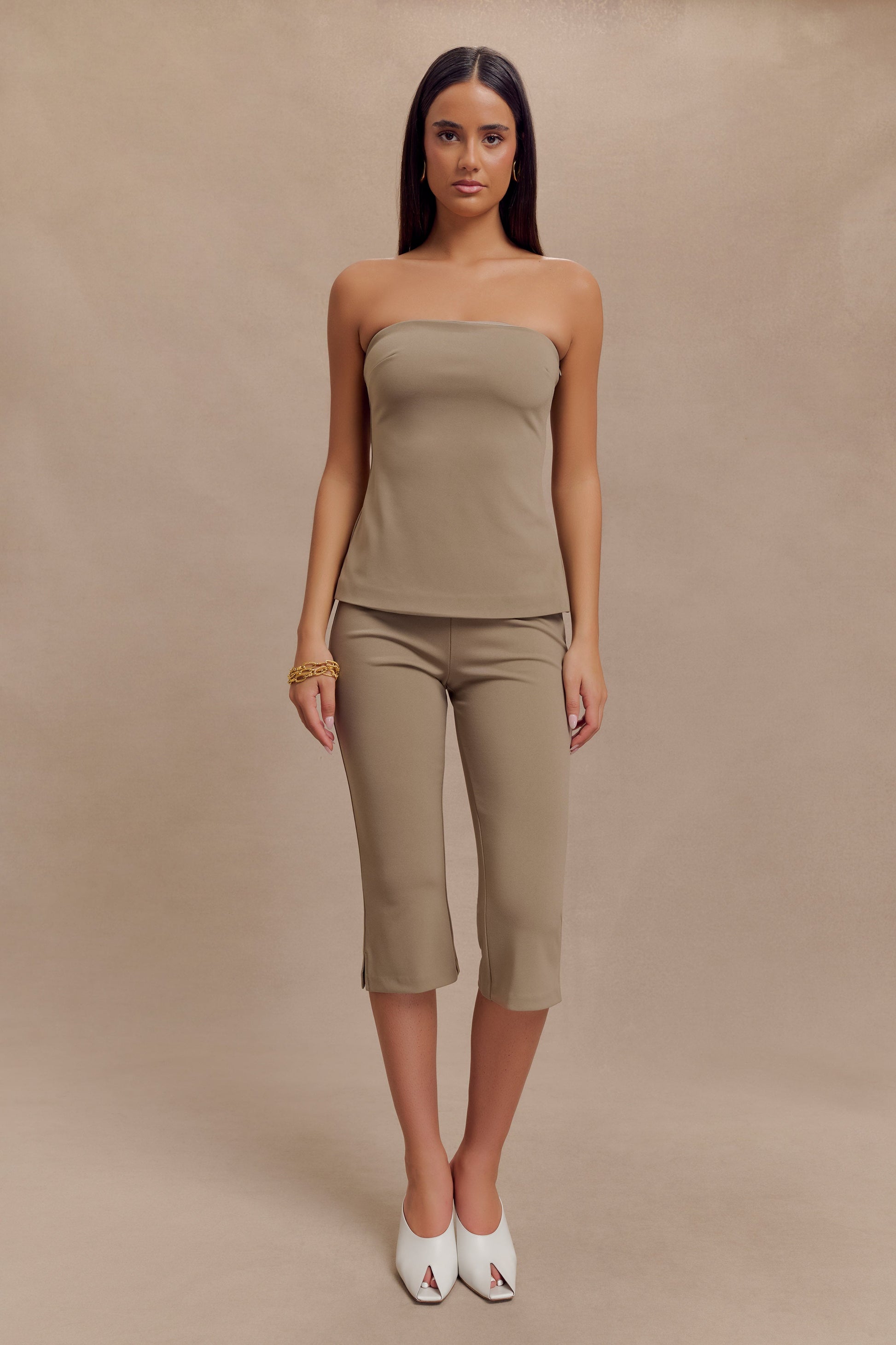 Antonia Strapless Cut Out Top - Mushroom #4