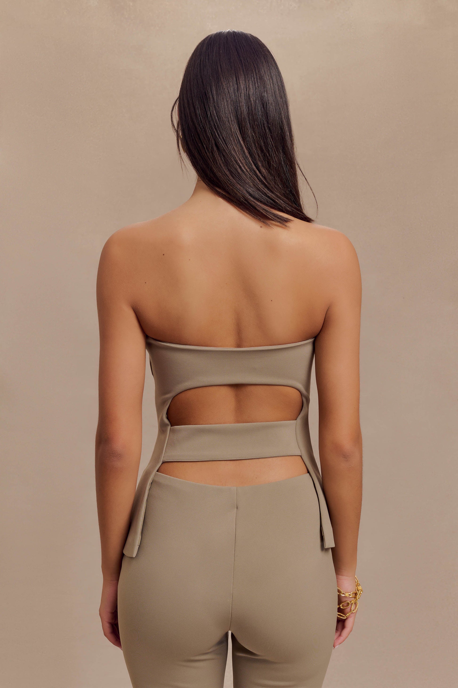 Antonia Strapless Cut Out Top - Mushroom #2