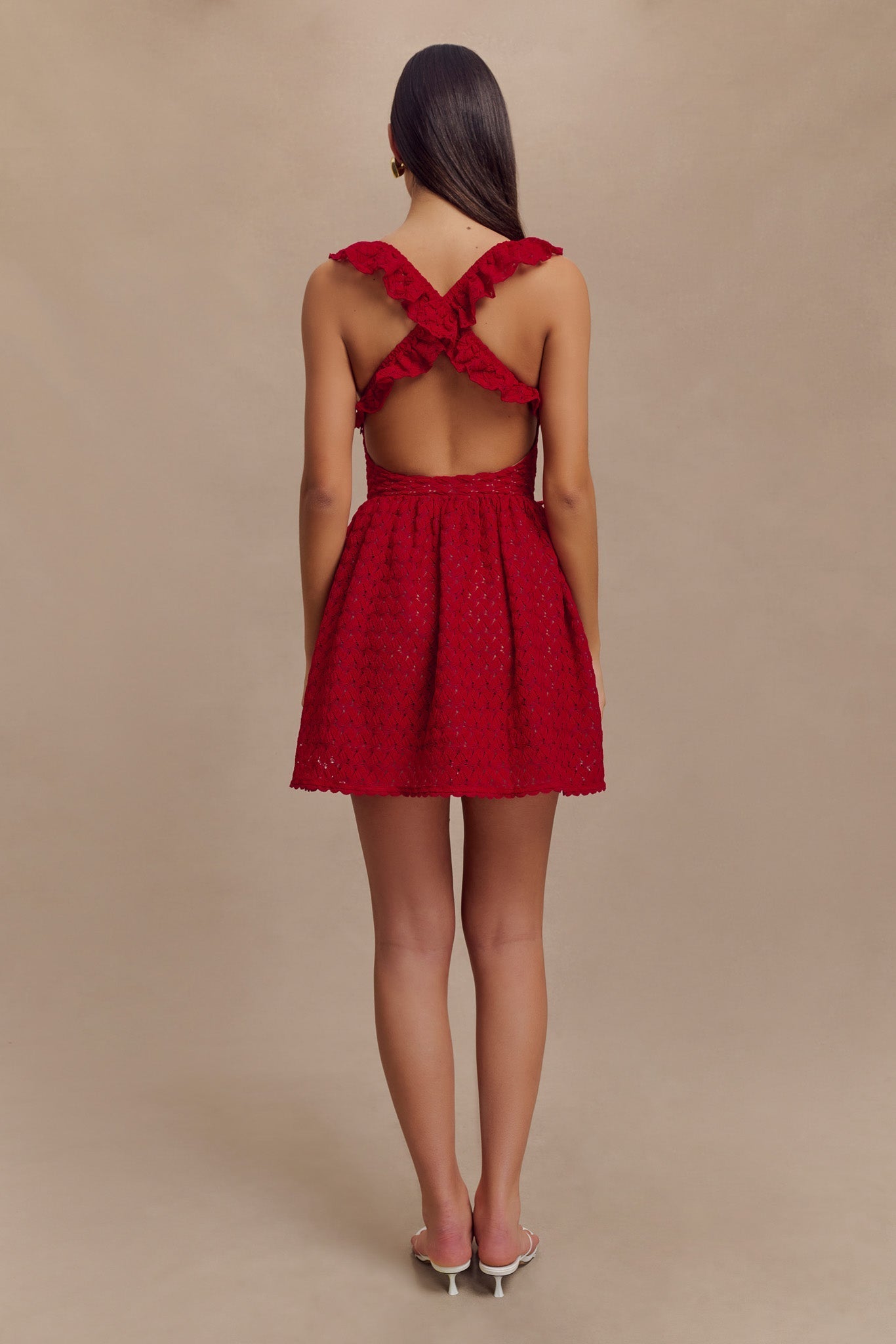 Ezra Lace Mini Dress - Deep Red #2