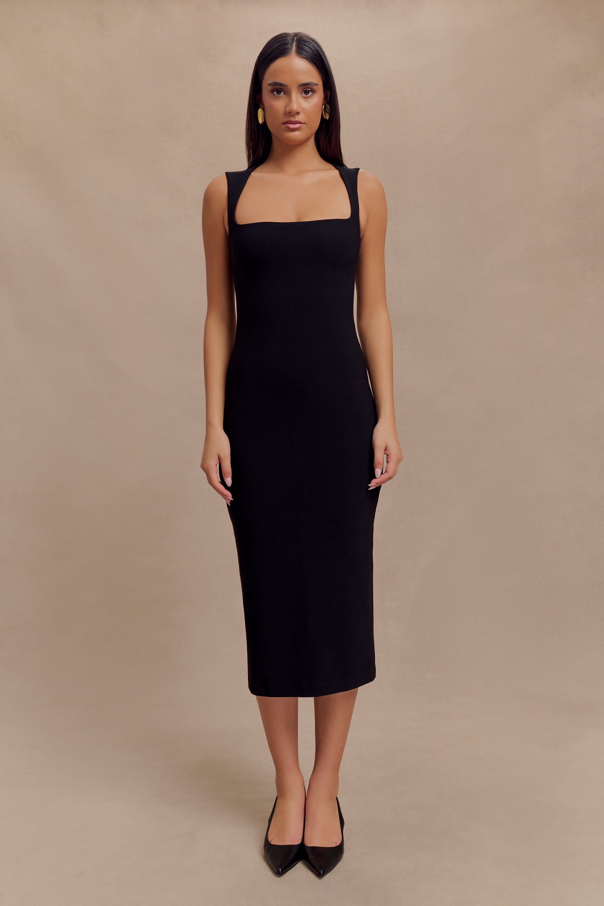 Frida Crepe Midi Dress - Black #3