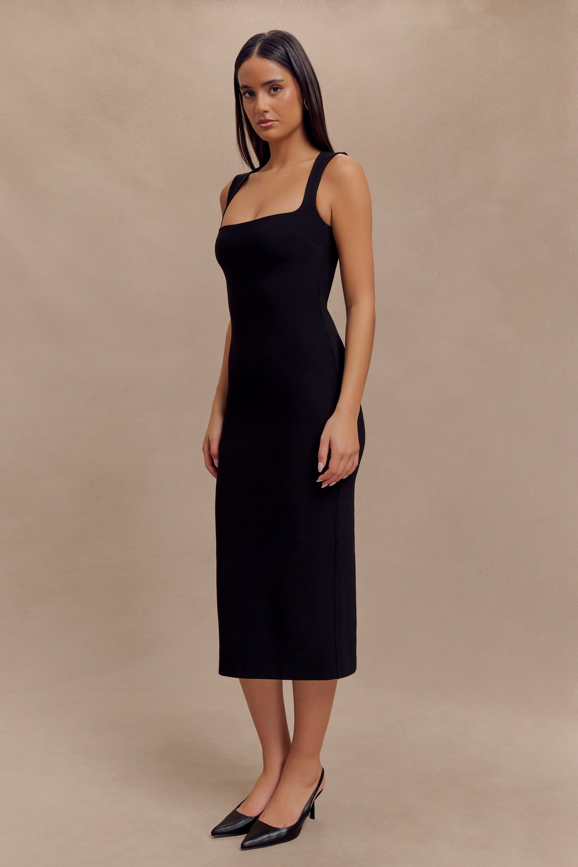 Frida Crepe Midi Dress - Black #4