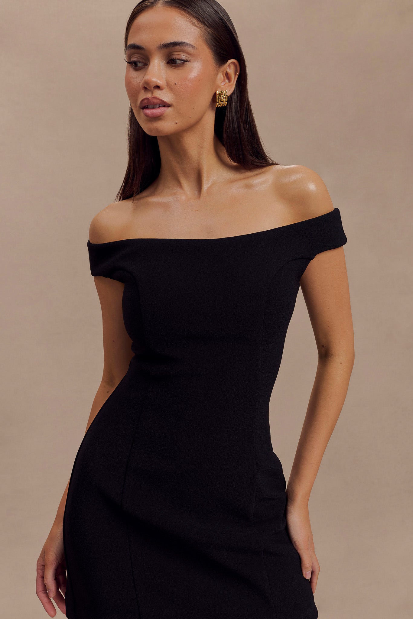 Cassidy Crepe Off Shoulder Mini Dress - Black #6
