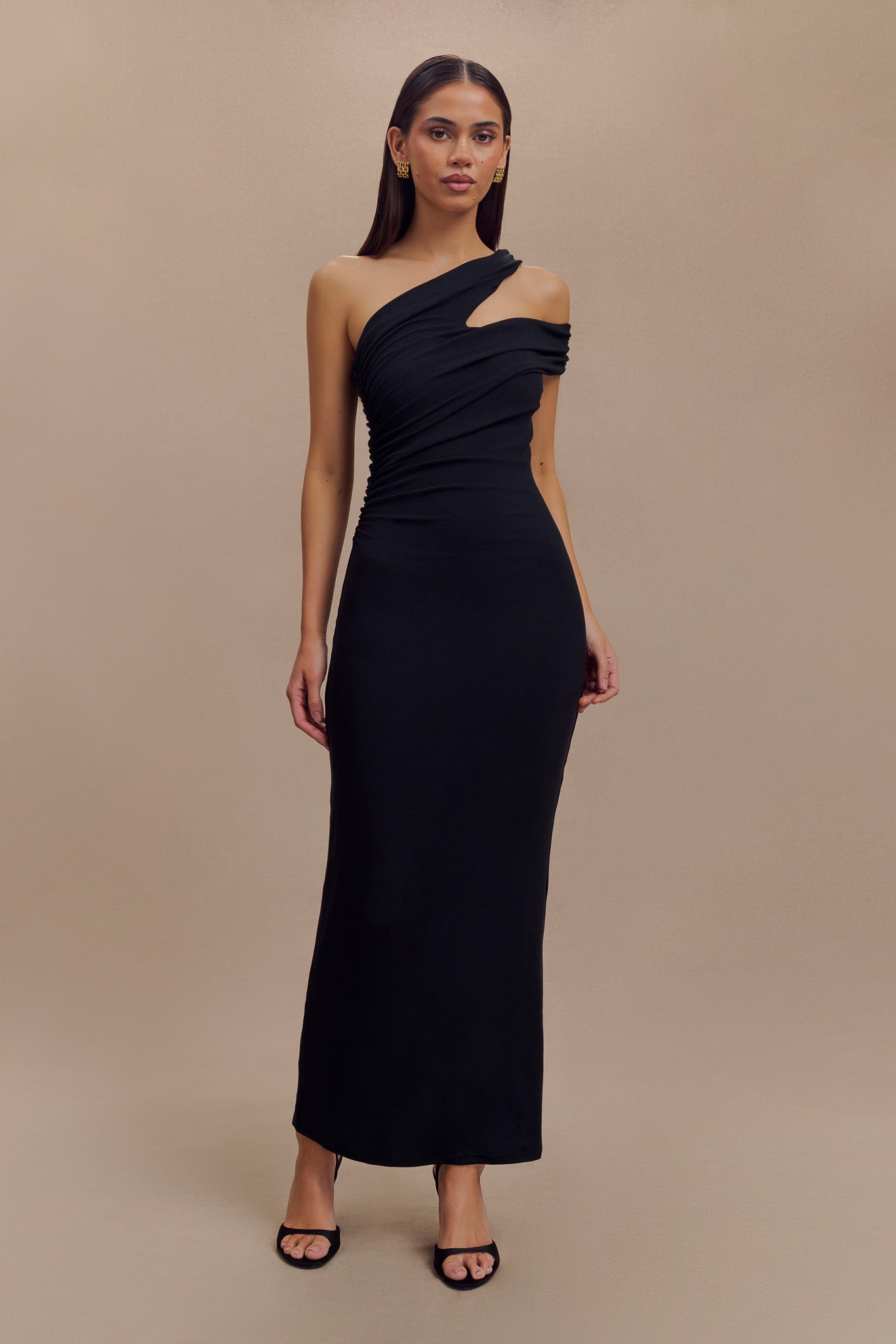 Anastasia One Shoulder Modal Midi Dress - Black #3