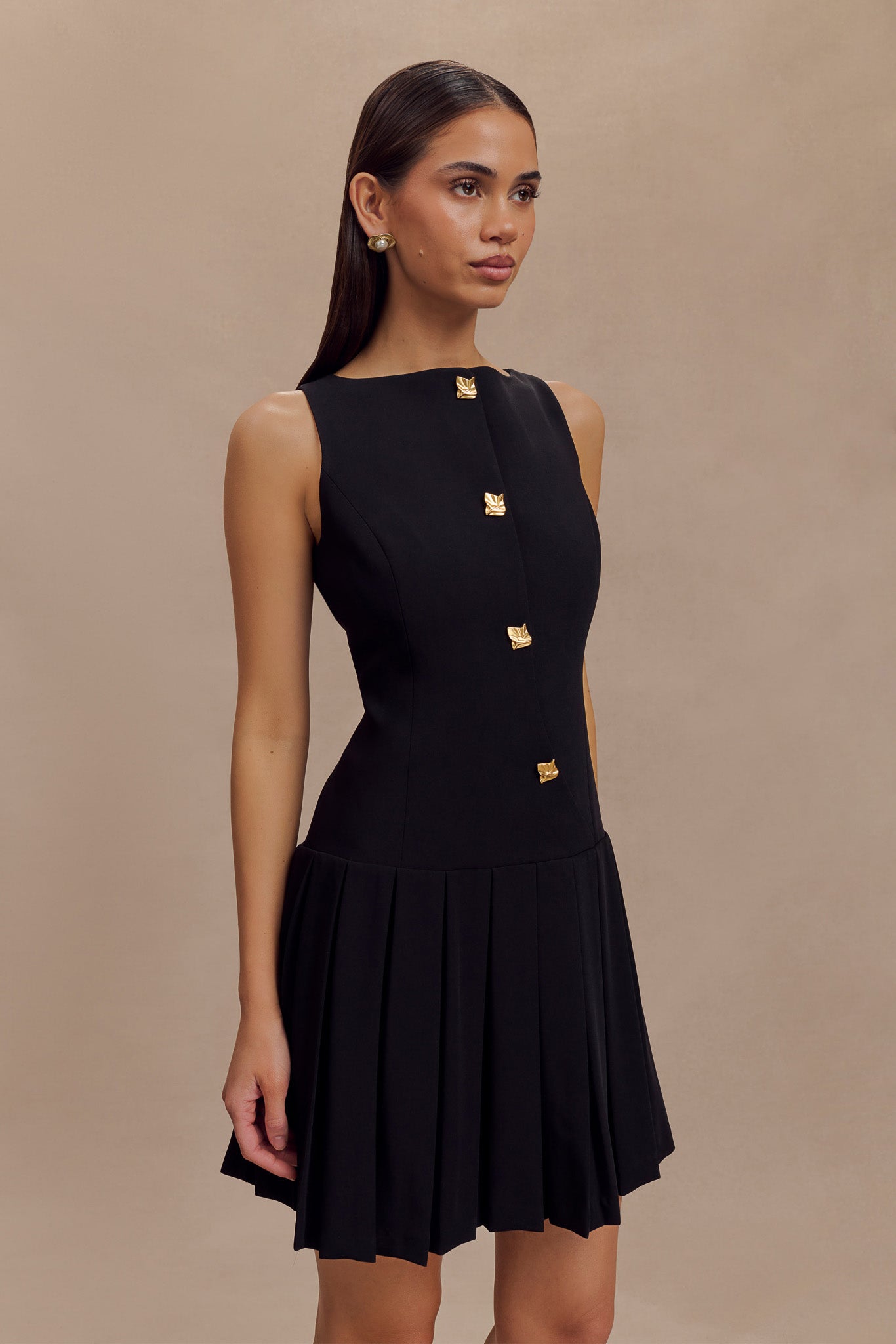 Mackenzie Sleeveless Pleated Mini Dress - Black #5