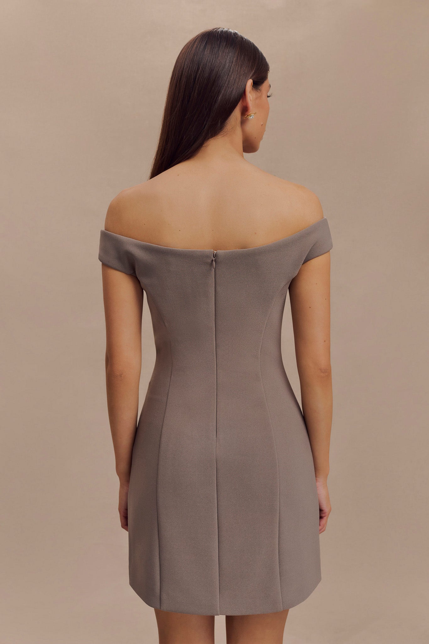 Cassidy Crepe Off Shoulder Mini Dress - Smoke #7