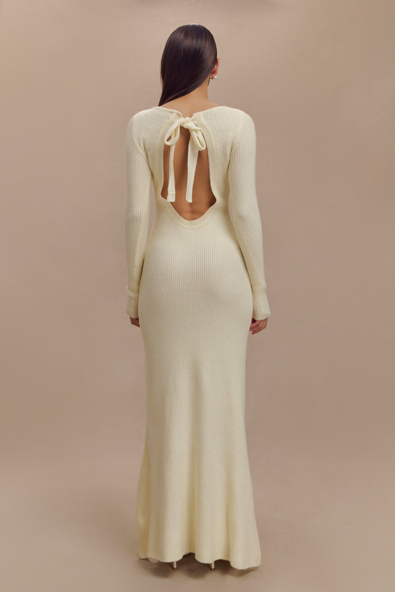 Emily Long Sleeve Knit Maxi Dress - Ivory Marle #3