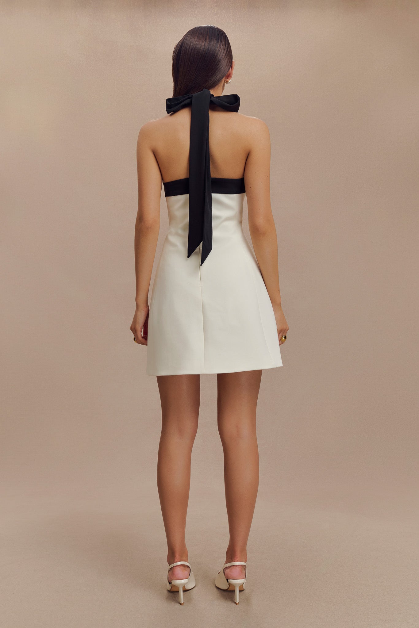 Cara Contrast Suiting Mini Dress - White