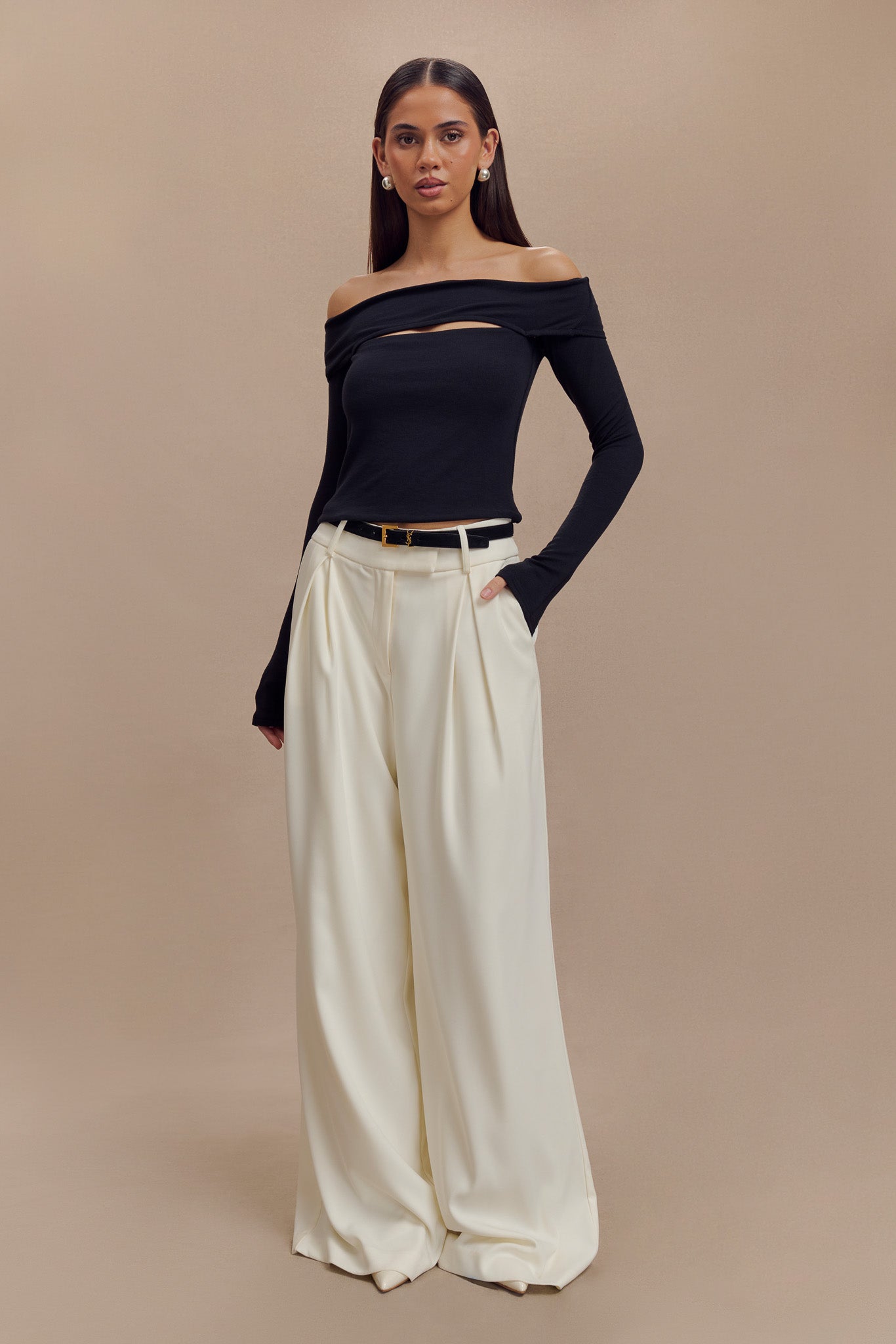 Briah Cut Out Modal Long Sleeve Top - Black #2